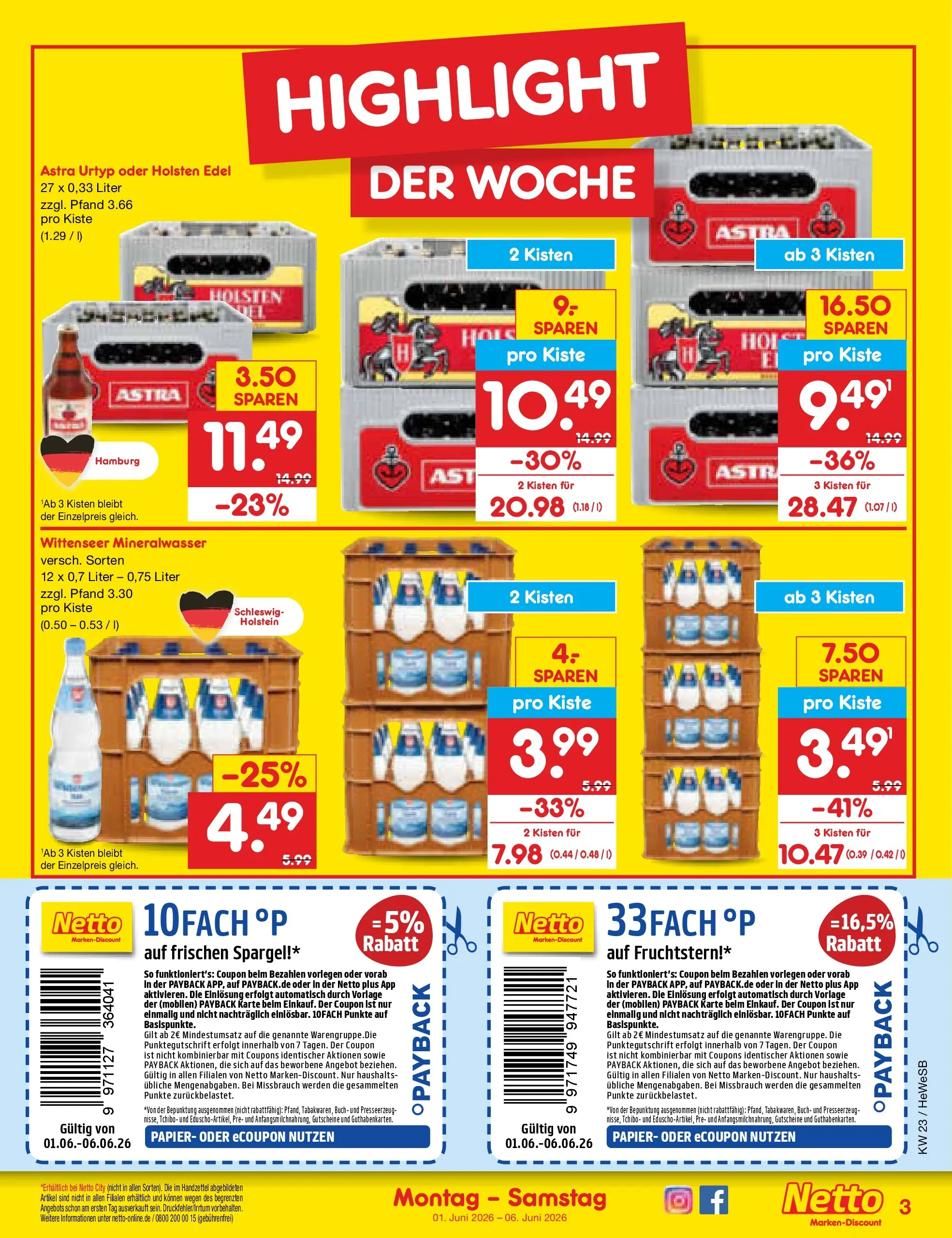 Netto Marken-Discount Prospekt Hamburg (ab 01.06.2026) » Angebote | Seite: 3 | Produkte: Holsten edel, Holsten, Spargel, Mineralwasser Netto Marken-Discount Prospekt Hamburg (ab 01.06.2026) » Angebote | Seite: 3 | Produkte: Holsten edel, Holsten, Spargel, Mineralwasser