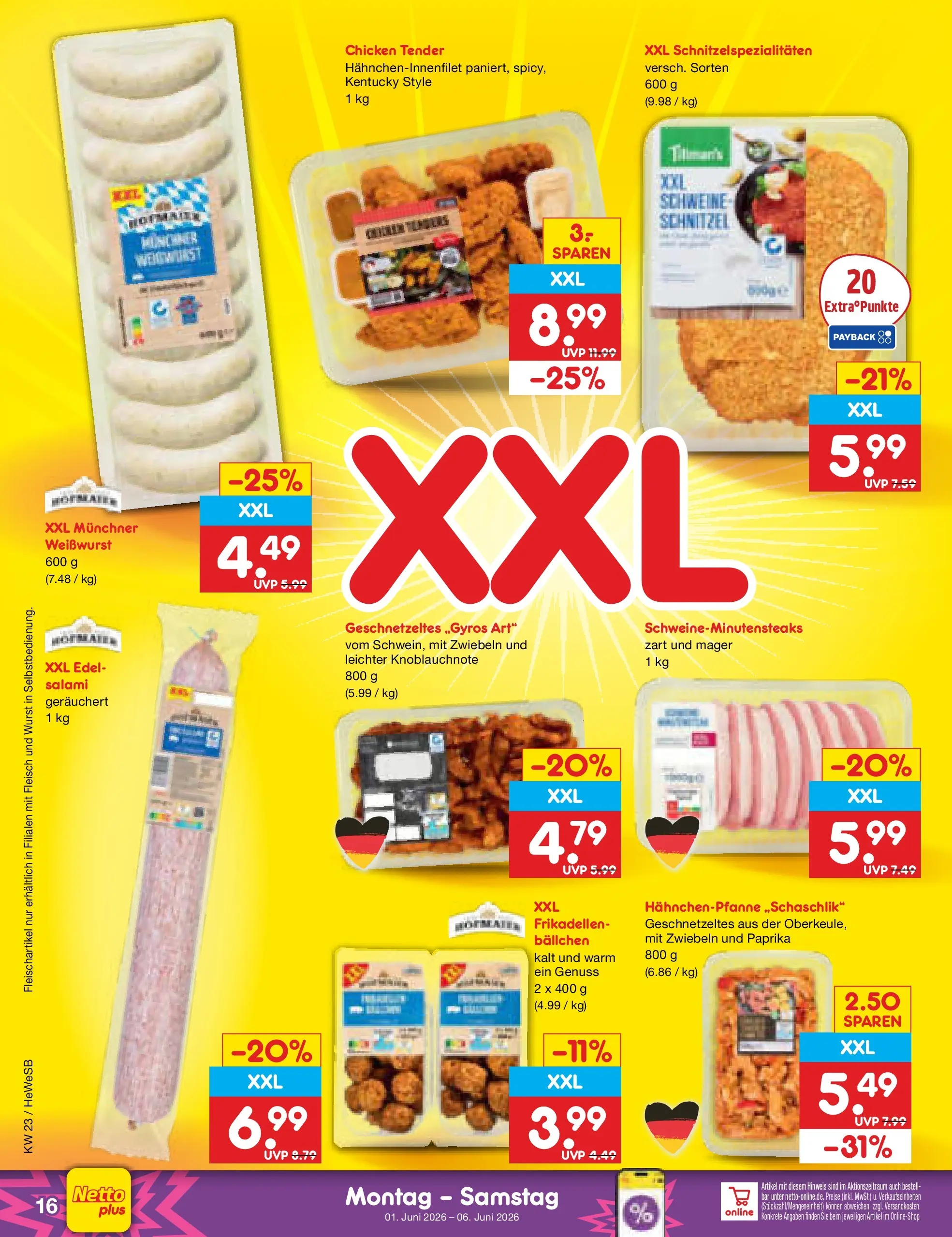 Netto Marken-Discount Prospekt Hamburg (ab 01.06.2026) » Angebote | Seite: 18 | Produkte: Schnitzel, Zwiebeln, Salami, Fleisch Netto Marken-Discount Prospekt Hamburg (ab 01.06.2026) » Angebote | Seite: 18 | Produkte: Schnitzel, Zwiebeln, Salami, Fleisch
