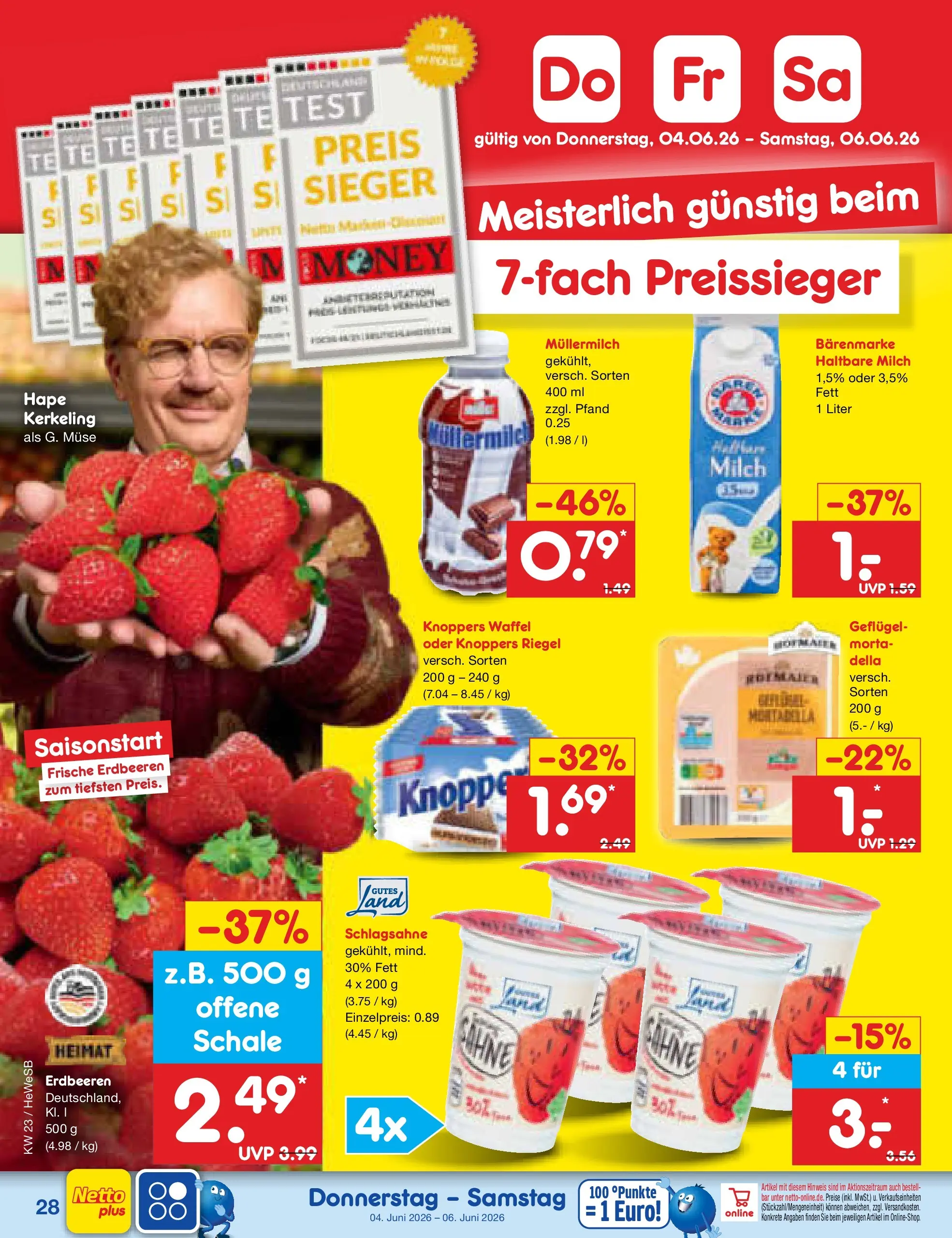Netto Marken-Discount Prospekt Hamburg (ab 01.06.2026) » Angebote | Seite: 42 | Produkte: Schlagsahne, Milch, Knoppers, Erdbeeren Netto Marken-Discount Prospekt Hamburg (ab 01.06.2026) » Angebote | Seite: 42 | Produkte: Schlagsahne, Milch, Knoppers, Erdbeeren