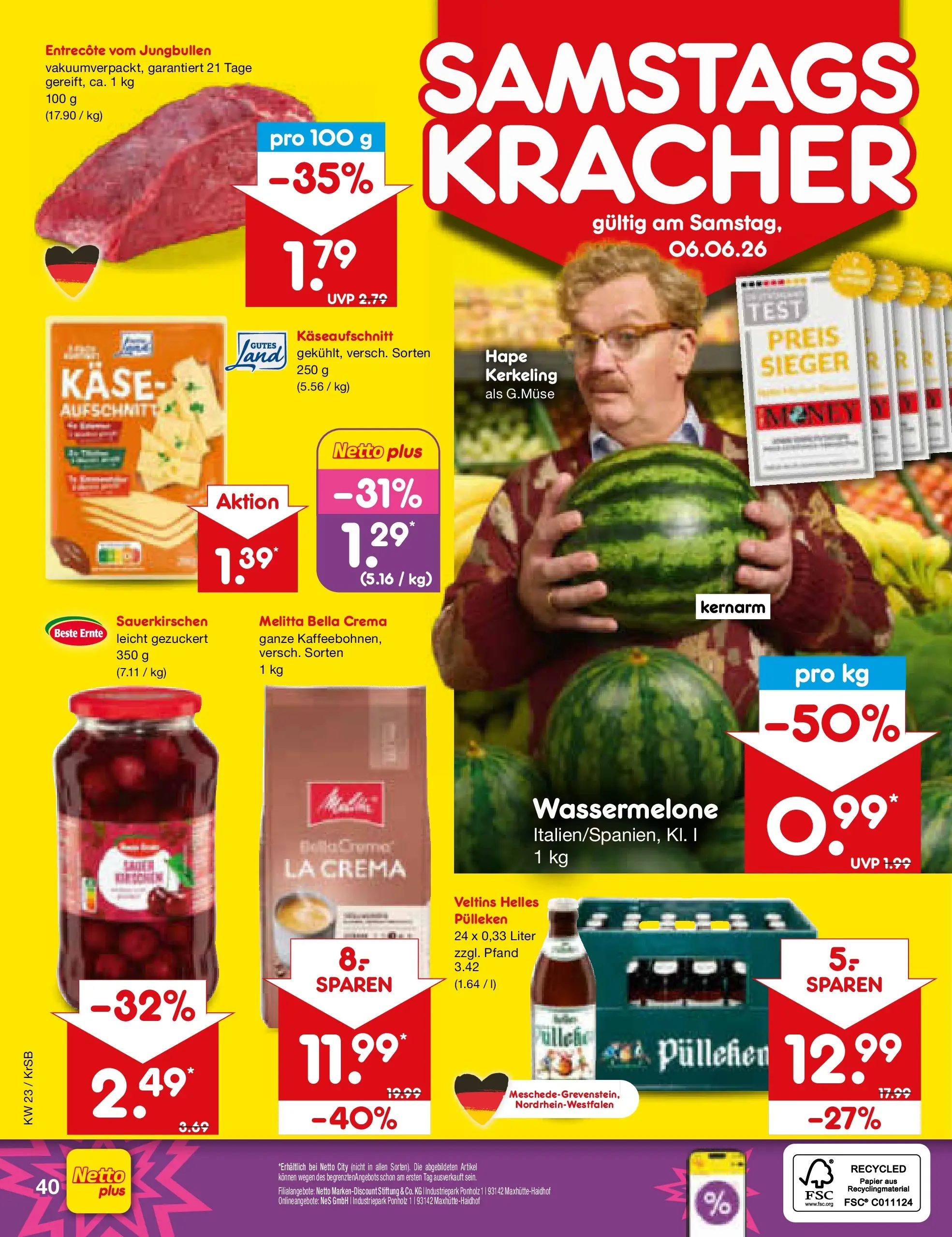 Netto Marken-Discount Prospekt Jüchen (ab 01.06.2026) » Angebote | Seite: 56 | Produkte: Helles pulleken, Melitta, Wassermelone, Veltins Netto Marken-Discount Prospekt Jüchen (ab 01.06.2026) » Angebote | Seite: 56 | Produkte: Helles pulleken, Melitta, Wassermelone, Veltins