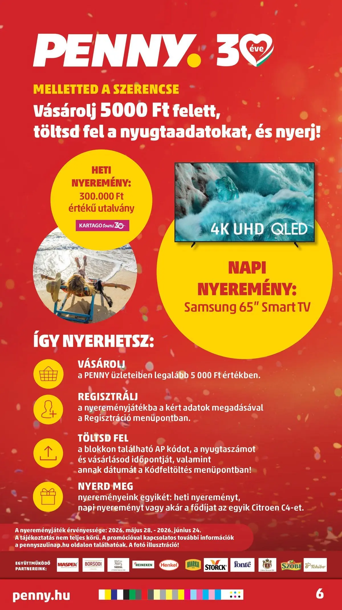 PENNY - Penny újság érvényessége 2026.06.03-ig: 2026.05.27.-tól lapozható | Oldal: 6 | Termékek: Heineken, TV, Smart tv, Samsung