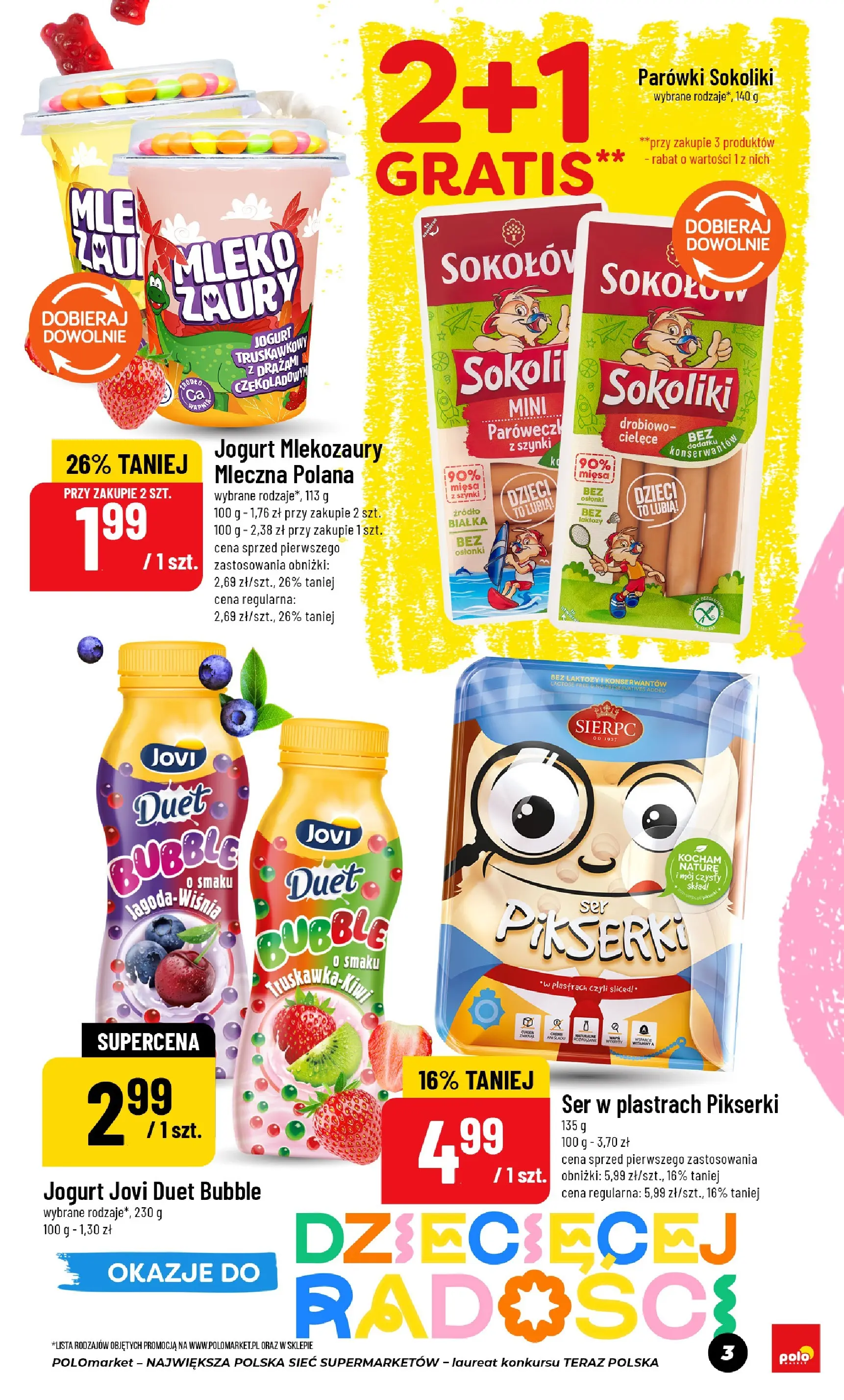 Nowa POLOmarket gazetka od jutra 27.05.2026 | Strona: 3 | Produkty: Bez laktozy, Parówki sokoliki, Parówki, Ser
