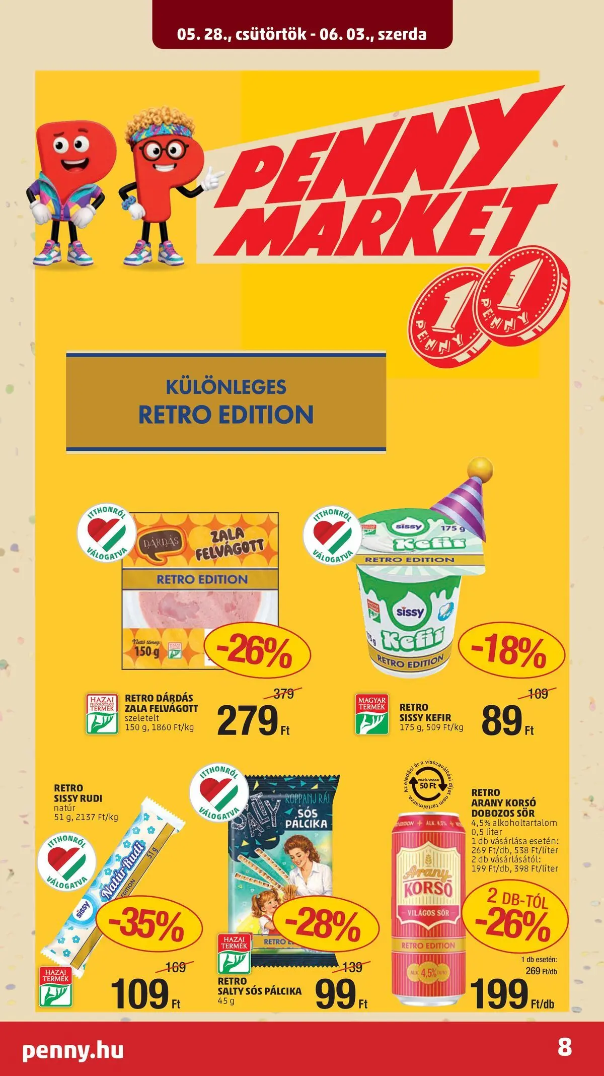 PENNY - Penny újság érvényessége 2026.06.03-ig: 2026.05.27.-tól lapozható | Oldal: 8 | Termékek: Kefir, Sós pálcika, Dobozos sör, Sör