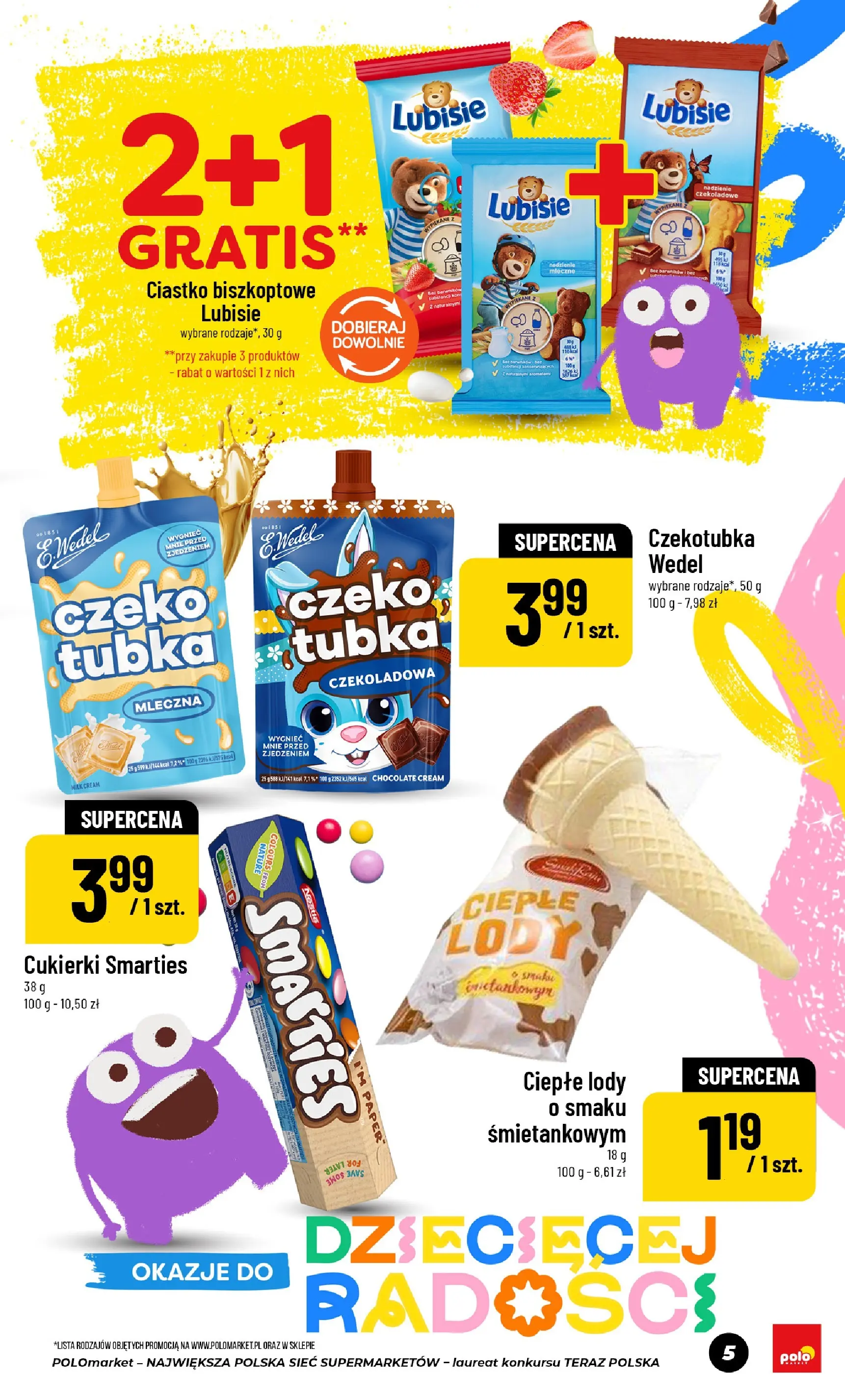Nowa POLOmarket gazetka od jutra 27.05.2026 | Strona: 5 | Produkty: Czekoladowa, Ciepłe lody, Cukierki, Lody