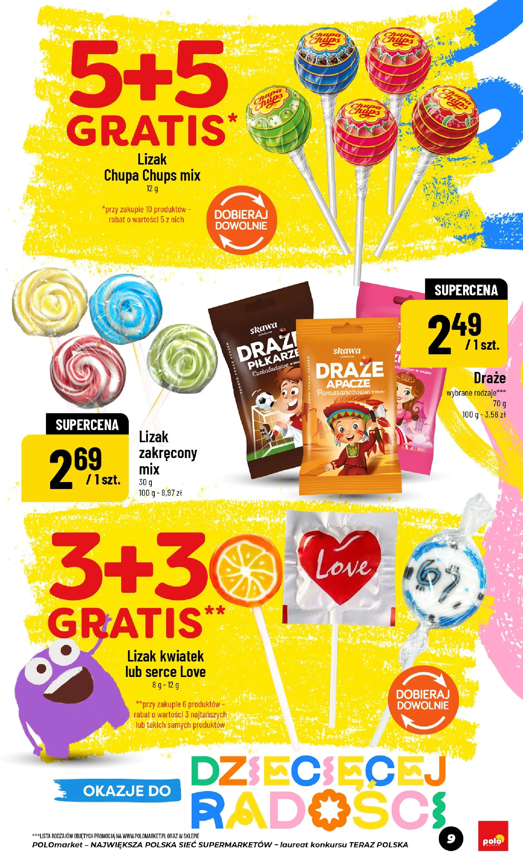 Nowa POLOmarket gazetka od jutra 27.05.2026 | Strona: 9 | Produkty: Lizak Chupa Chups