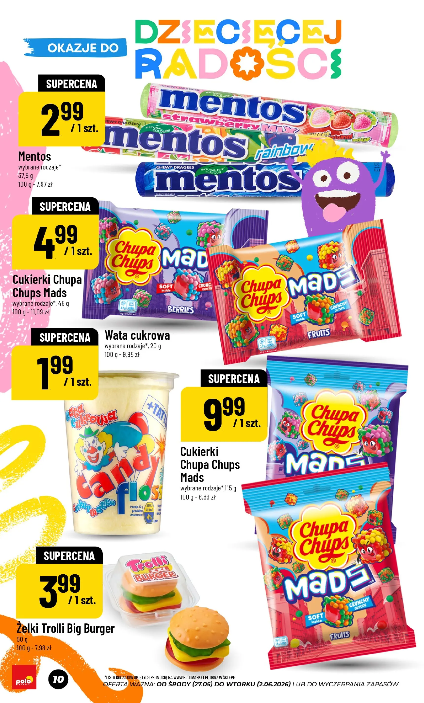 Nowa POLOmarket gazetka od jutra 27.05.2026 | Strona: 10 | Produkty: Żelki, Cukierki