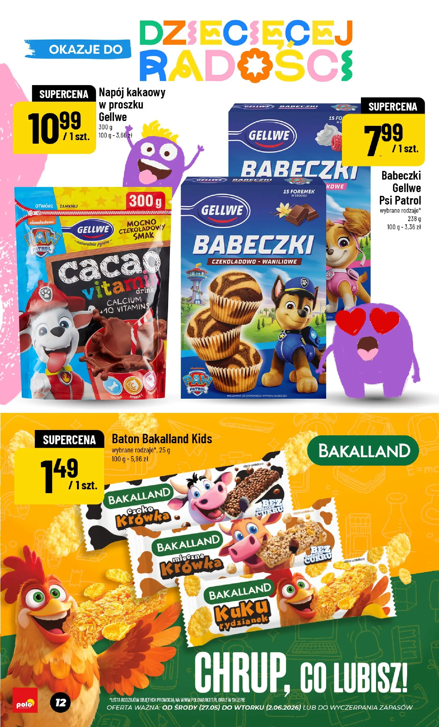 Nowa POLOmarket gazetka od jutra 27.05.2026 | Strona: 12 | Produkty: Krowka, Baton, Babeczki