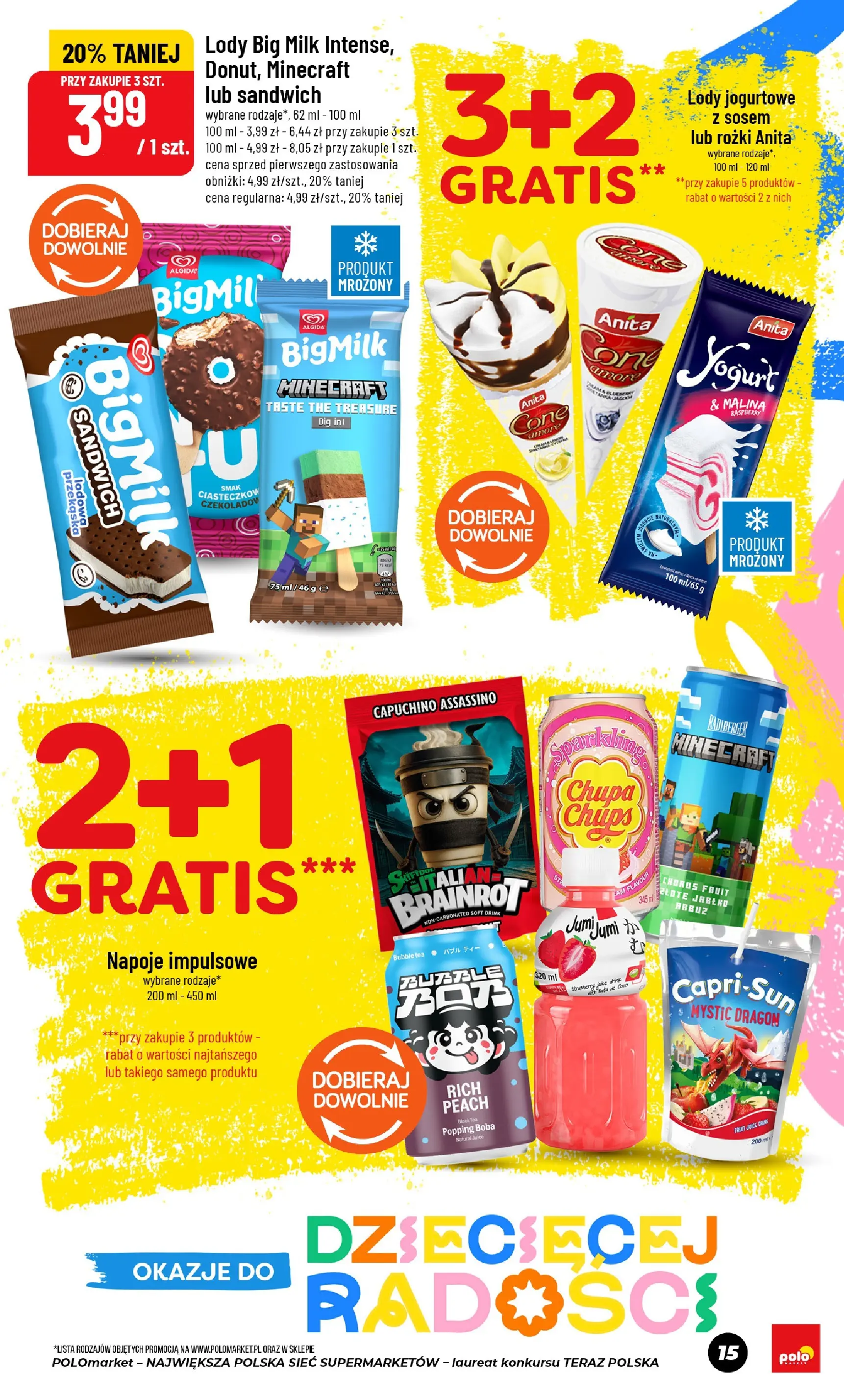 Nowa POLOmarket gazetka od jutra 27.05.2026 | Strona: 15 | Produkty: Malina, Big Milk, Lody jogurtowe, Lody