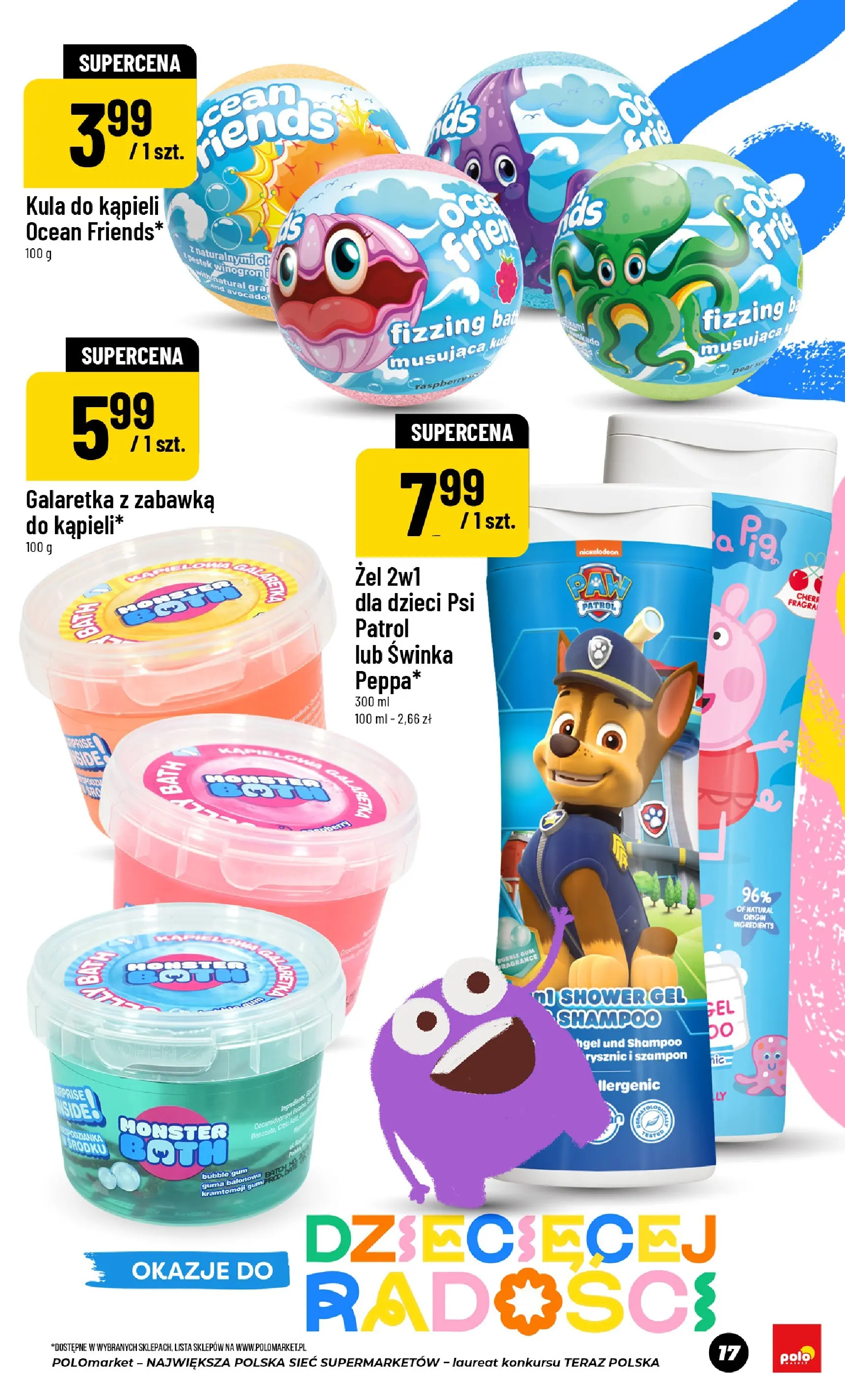 Nowa POLOmarket gazetka od jutra 27.05.2026 | Strona: 17 | Produkty: Ocet, Kula do kąpieli, Galaretka, Szampon