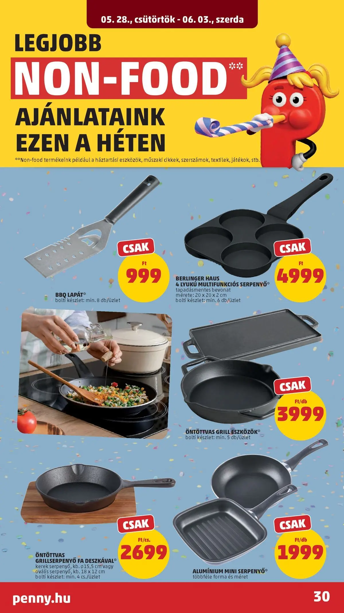 PENNY - Penny újság érvényessége 2026.06.03-ig: 2026.05.27.-tól lapozható | Oldal: 30 | Termékek: Grill, Serpenyő