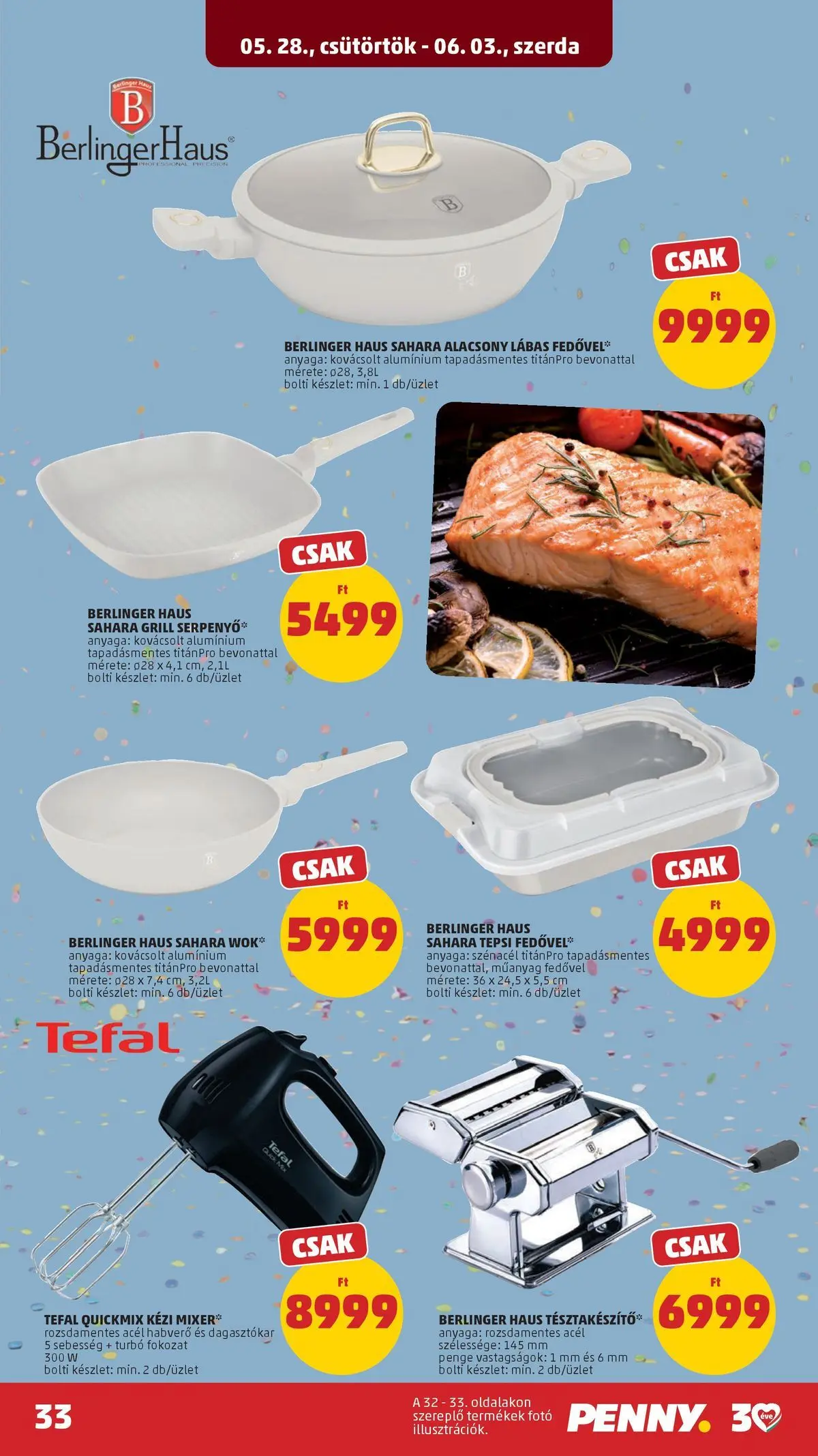 PENNY - Penny újság érvényessége 2026.06.03-ig: 2026.05.27.-tól lapozható | Oldal: 33 | Termékek: Kézi mixer, Tefal, Grill, Habverő
