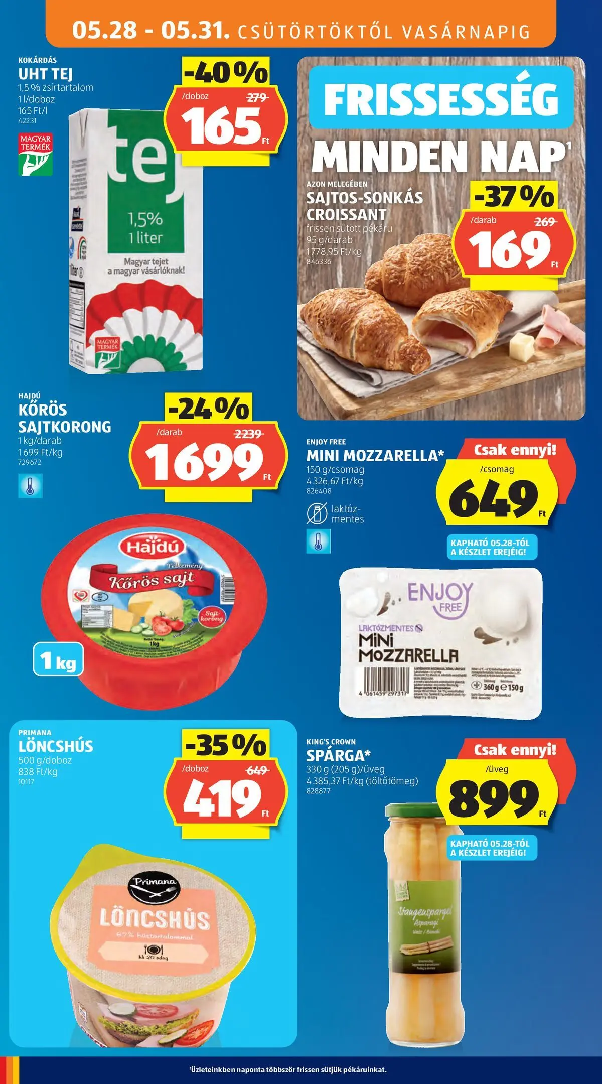 Akciós újság új Ajánlatok - 2026.05.26. -tól/töl ⏳ | Oldal: 14 | Termékek: Löncshús, Doboz, Tej, Sajt Ajánlatok - Aldi újság érvényessége 2026.05.31-ig - 2026.05.26. -tól/töl > akció, lapozható szórólap 🛍️ | Oldal: 14 | Termékek: Löncshús, Doboz, Tej, Sajt