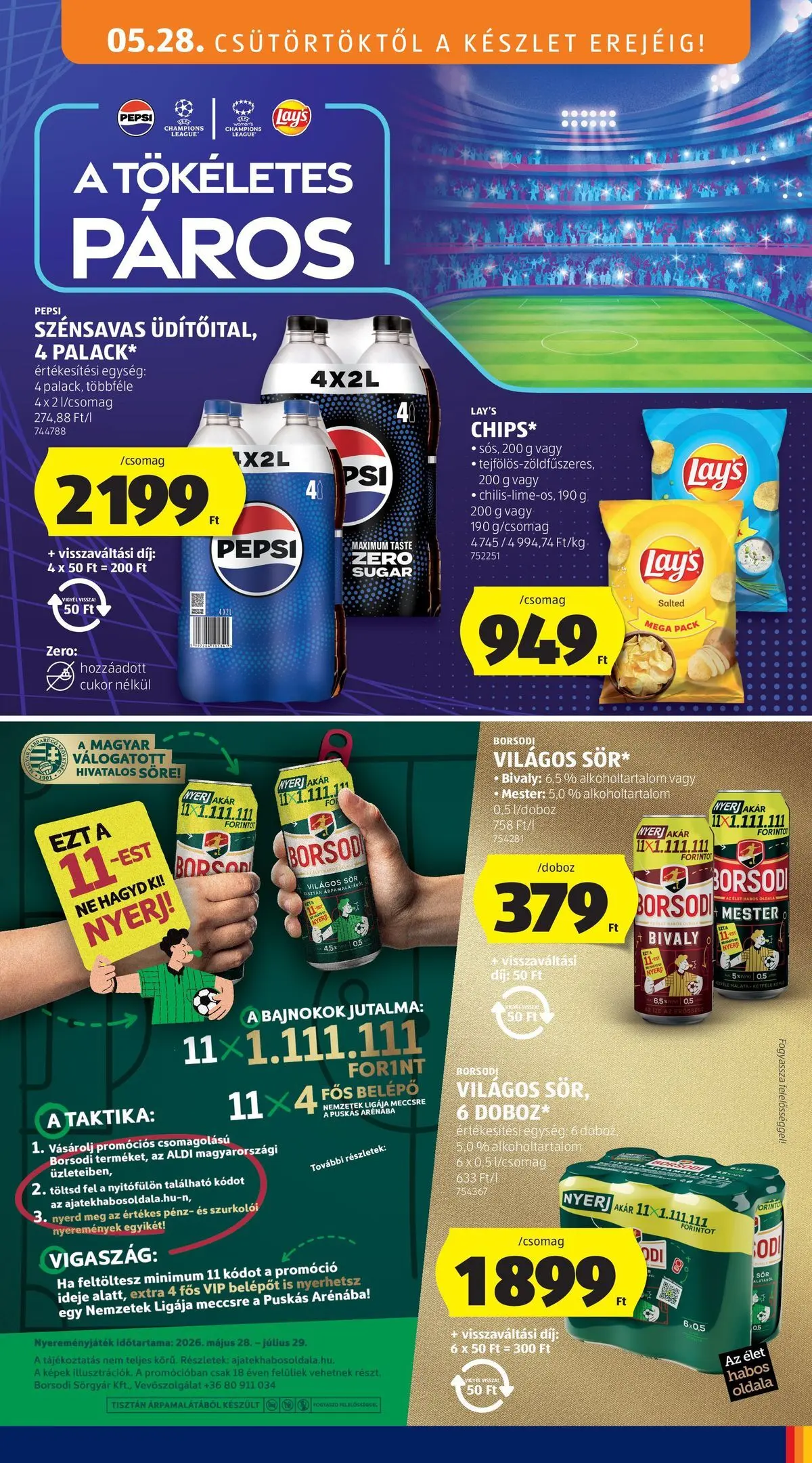 Akciós újság új Ajánlatok - 2026.05.26. -tól/töl ⏳ | Oldal: 21 | Termékek: Pepsi, Sör, Cukor Ajánlatok - Aldi újság érvényessége 2026.05.31-ig - 2026.05.26. -tól/töl > akció, lapozható szórólap 🛍️ | Oldal: 21 | Termékek: Pepsi, Sör, Cukor
