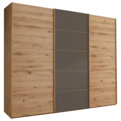 Schwebet&uuml;renschrank in Dunkelbraun, Eiche Bianco