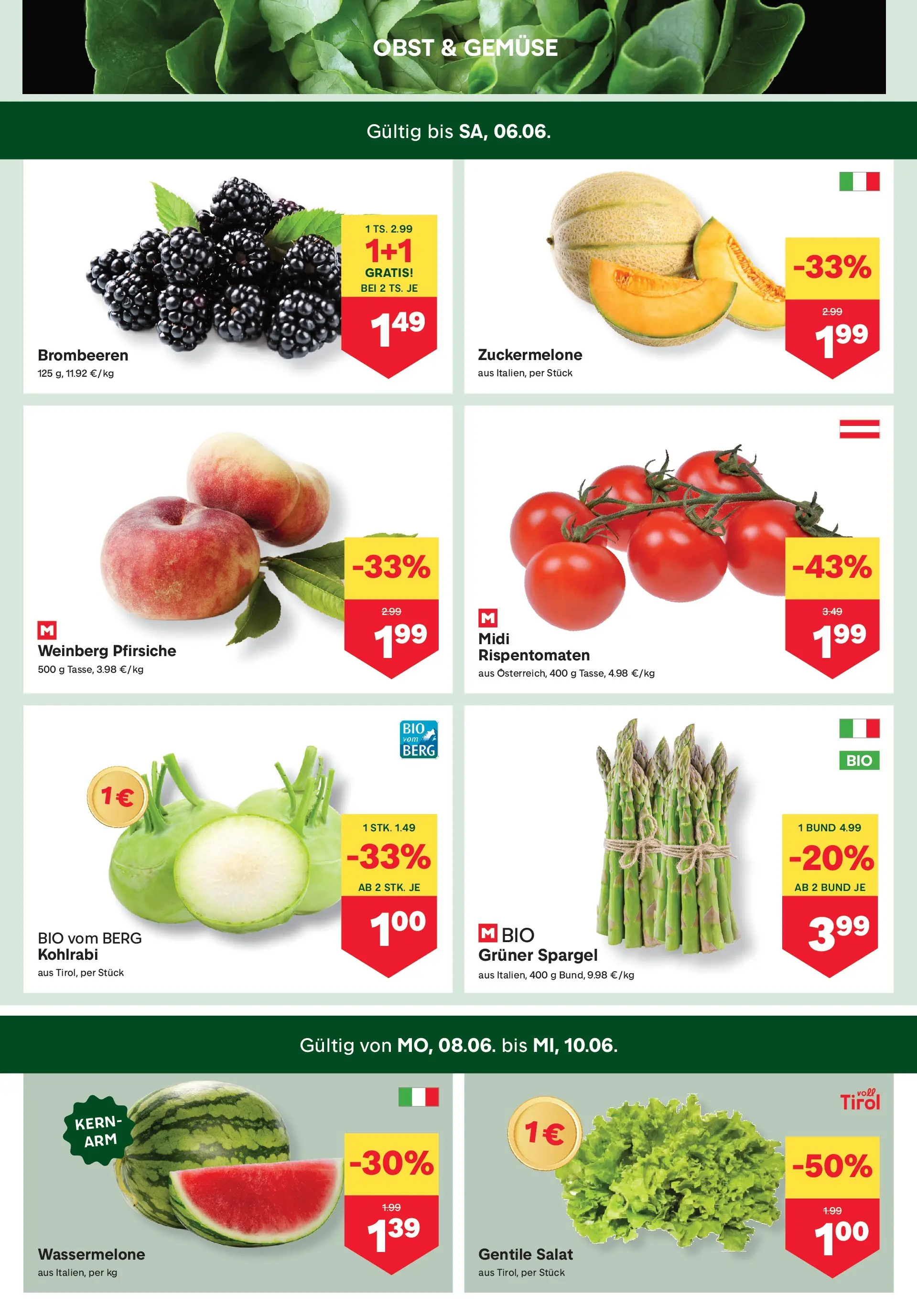 MPREIS Sillian von 03.06.2026 - Aktuelle Angebote | Seite: 2 | Produkte: Salat, Gemüse, Obst, Wassermelone