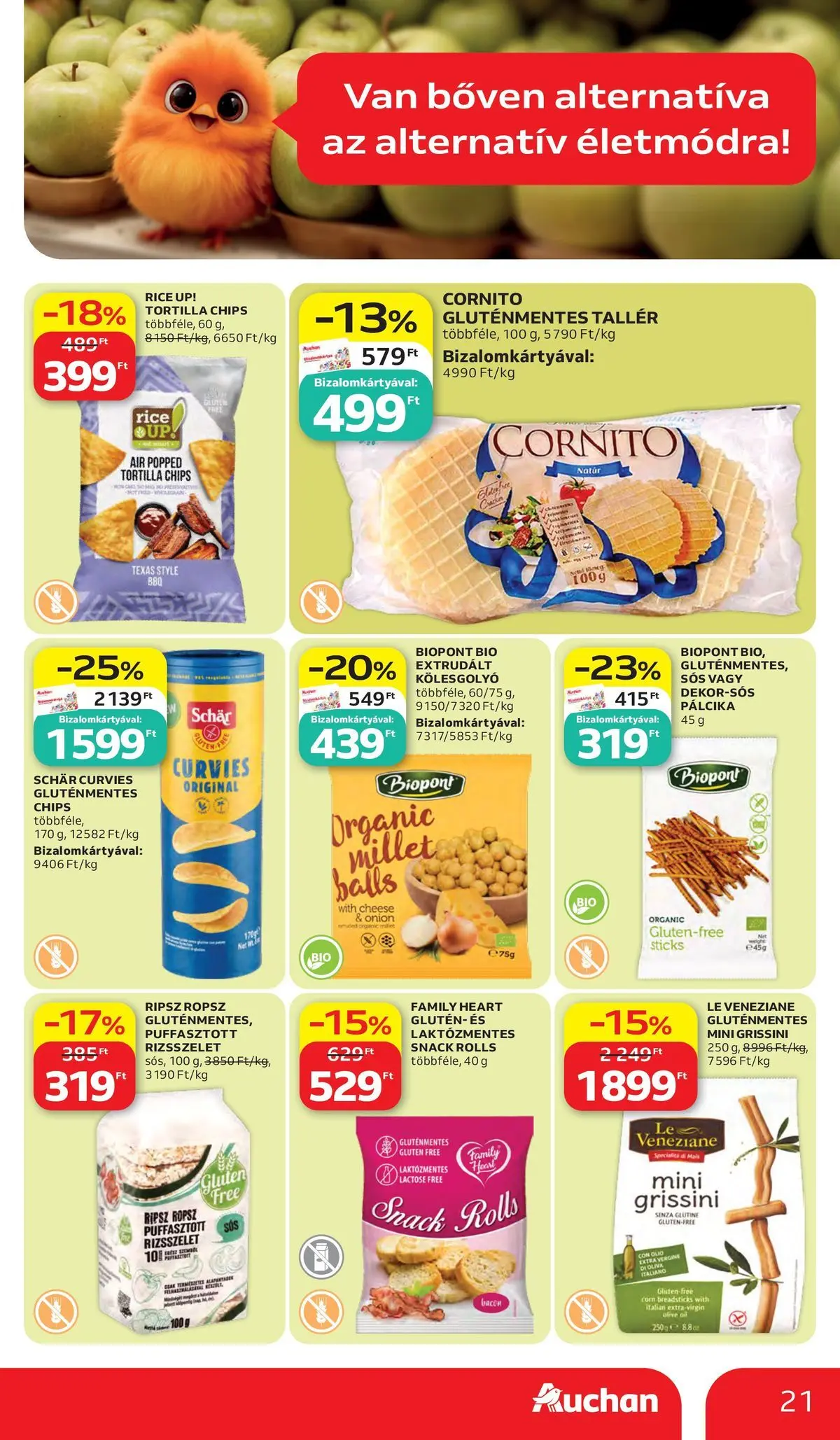Akciós újság új Auchan - 2026.05.28. -tól/töl ⏳ | Oldal: 21 | Termékek: Chips, Tortilla, Grissini, Gluténmentes Auchan akciós újság Kecskemét - 2026.05.28. -tól/töl > akció, lapozható szórólap 🛍️ | Oldal: 21 | Termékek: Chips, Tortilla, Grissini, Gluténmentes
