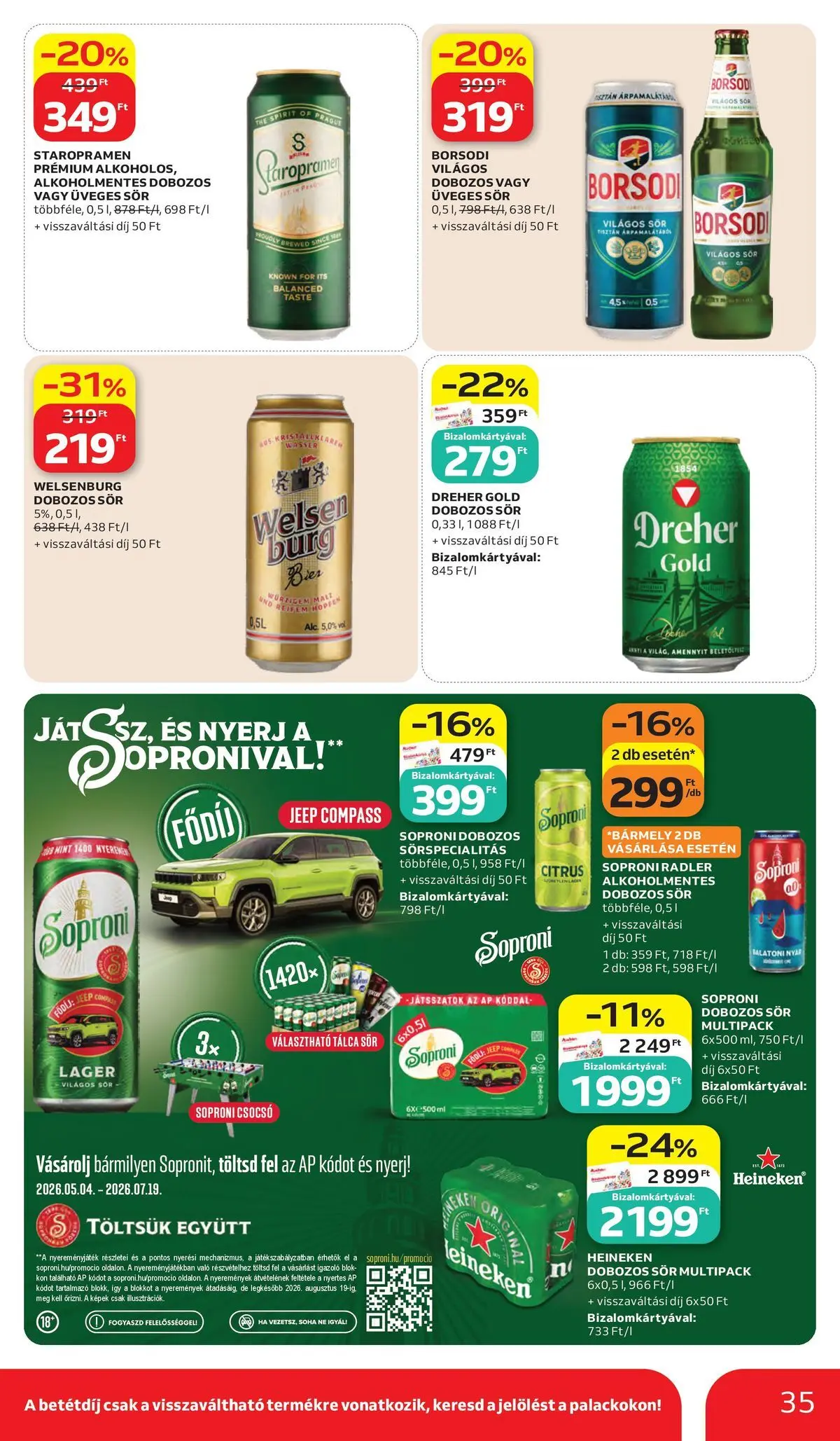 Akciós újság új Auchan - 2026.05.28. -tól/töl ⏳ | Oldal: 35 | Termékek: Heineken, Dobozos sör, Sör Auchan akciós újság Kecskemét - 2026.05.28. -tól/töl > akció, lapozható szórólap 🛍️ | Oldal: 35 | Termékek: Heineken, Dobozos sör, Sör