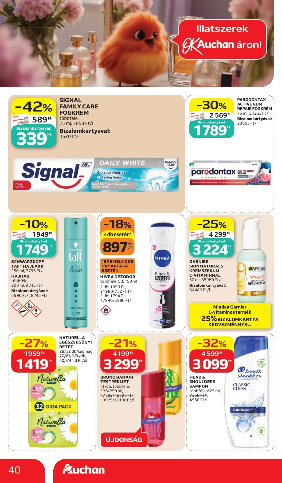Akciós újság új Auchan - 2026.05.28. -tól/töl ⏳ | Oldal: 40 | Termékek: Testpermet, Vitamin c, Hajlakk, Fogkrém Auchan akciós újság Kecskemét - 2026.05.28. -tól/töl > akció, lapozható szórólap 🛍️ | Oldal: 40 | Termékek: Testpermet, Vitamin c, Hajlakk, Fogkrém