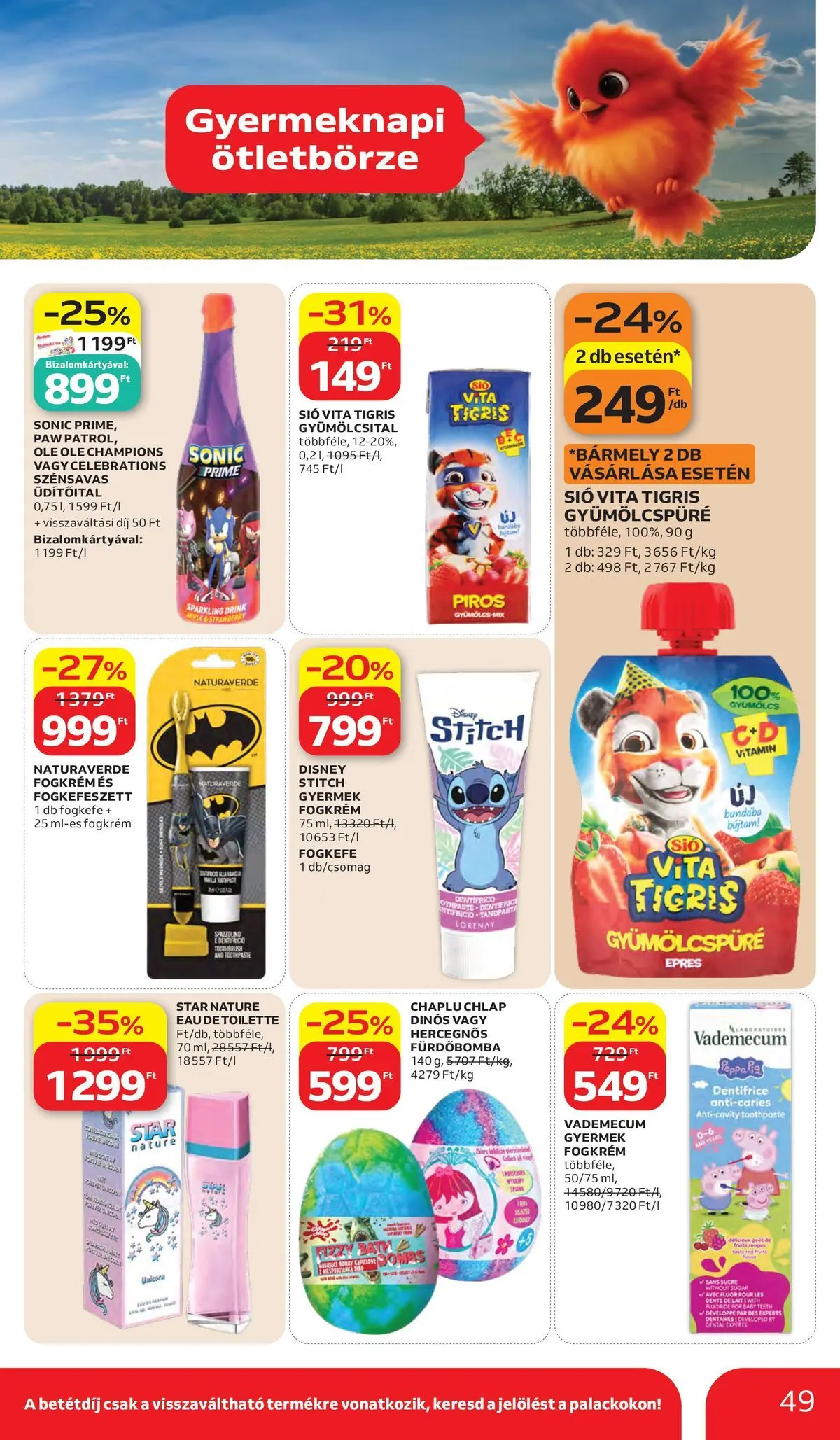Akciós újság új Auchan - 2026.05.28. -tól/töl ⏳ | Oldal: 49 | Termékek: Fürdőbomba, Gyümölcs, Fogkrém, Fogkefe Auchan akciós újság Kecskemét - 2026.05.28. -tól/töl > akció, lapozható szórólap 🛍️ | Oldal: 49 | Termékek: Fürdőbomba, Gyümölcs, Fogkrém, Fogkefe