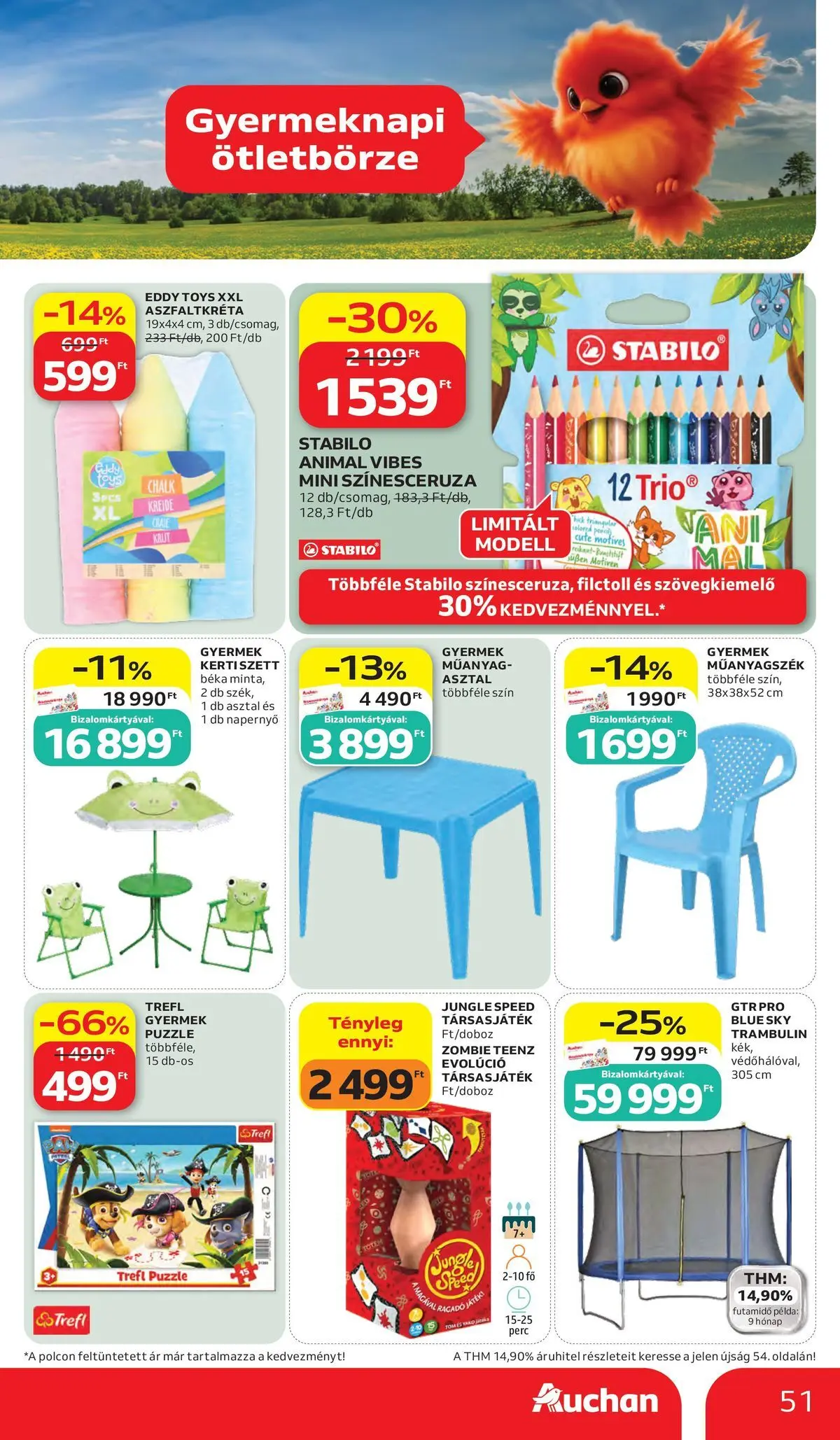 Akciós újság új Auchan - 2026.05.28. -tól/töl ⏳ | Oldal: 51 | Termékek: Puzzle, Asztal, Társasjáték, Napernyő Auchan akciós újság Kecskemét - 2026.05.28. -tól/töl > akció, lapozható szórólap 🛍️ | Oldal: 51 | Termékek: Puzzle, Asztal, Társasjáték, Napernyő