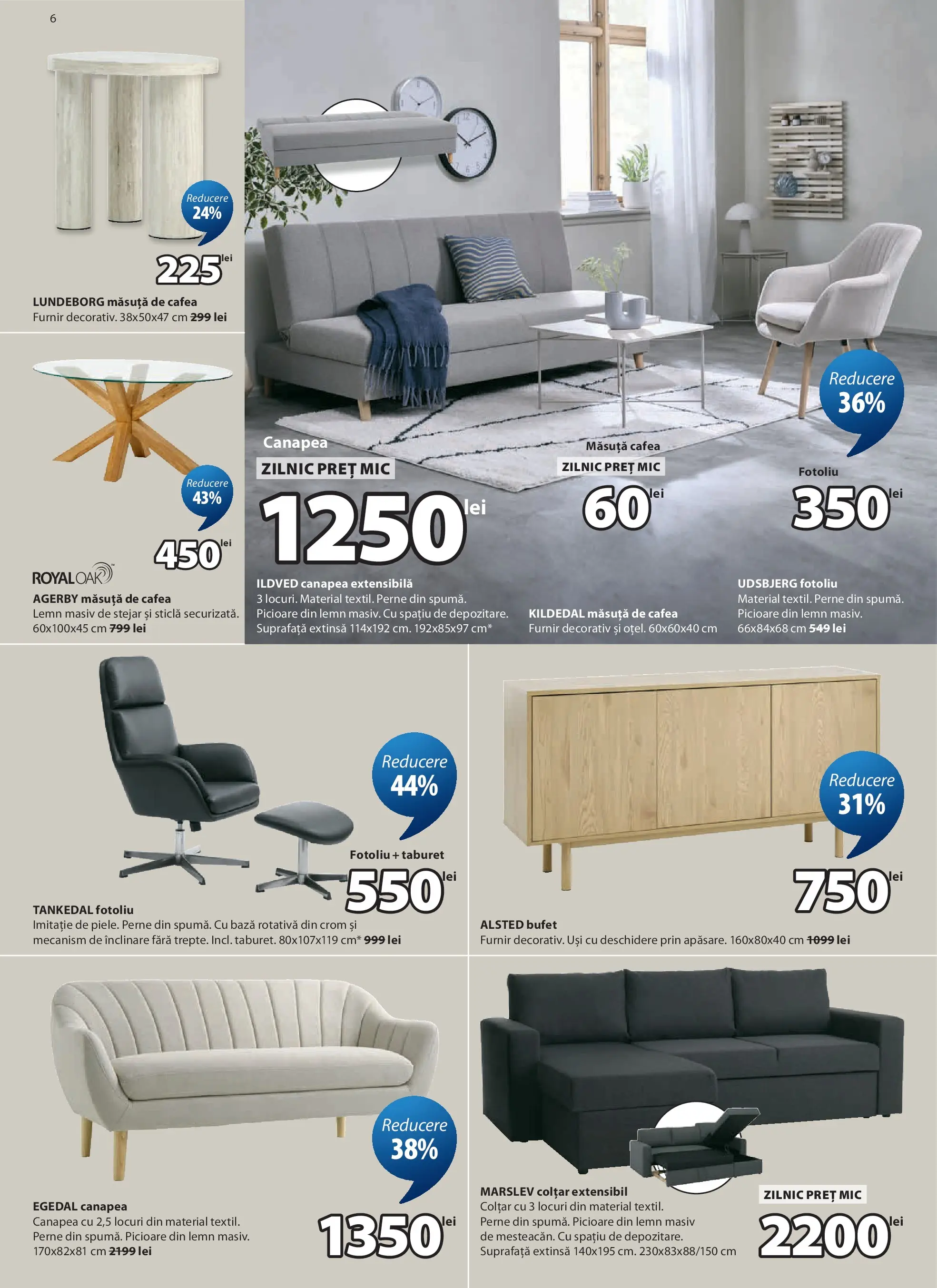 JYSK Catalog - Oferta 27.05.2026 - 25.06.2026 | Pagină: 6 | Produse: Fotoliu, Bufet, Măsuță de cafea, Taburet