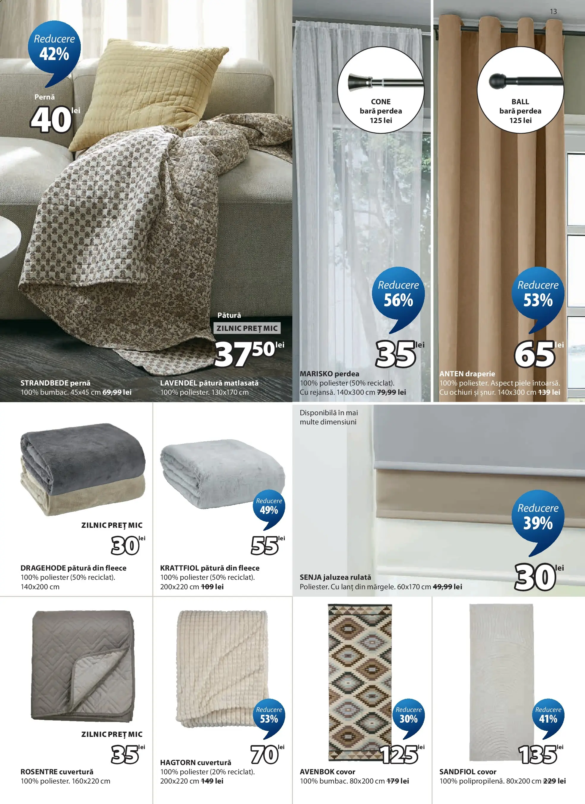 JYSK Catalog - Oferta 27.05.2026 - 25.06.2026 | Pagină: 13 | Produse: Cuvertură, Pătură, Covor, Perdea