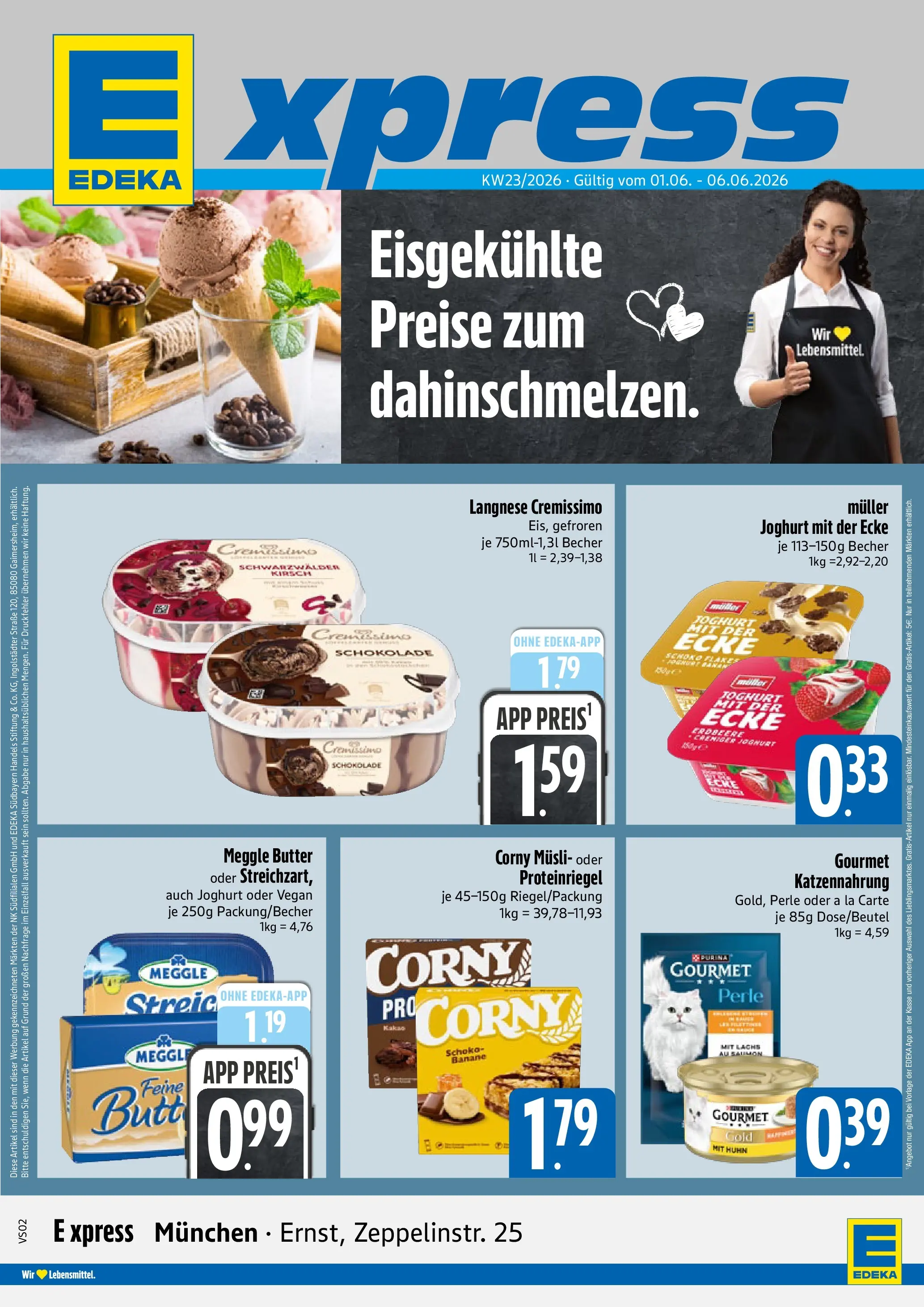Angebote - E xpress: Wochenangebote (ab 31.05.2026) zum Blättern | Seite: 1 | Produkte: Langnese, Butter, Schokolade, Lachs