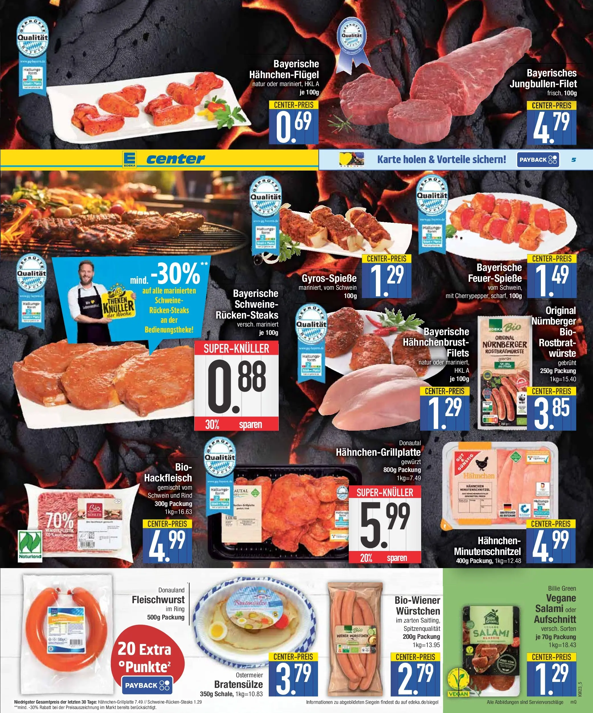E center Prospekt Großmehring (ab 31.05.2026) zum Blättern | Seite: 5 | Produkte: Hahnchen, Salami, Hackfleisch, Hahnchenbrust
