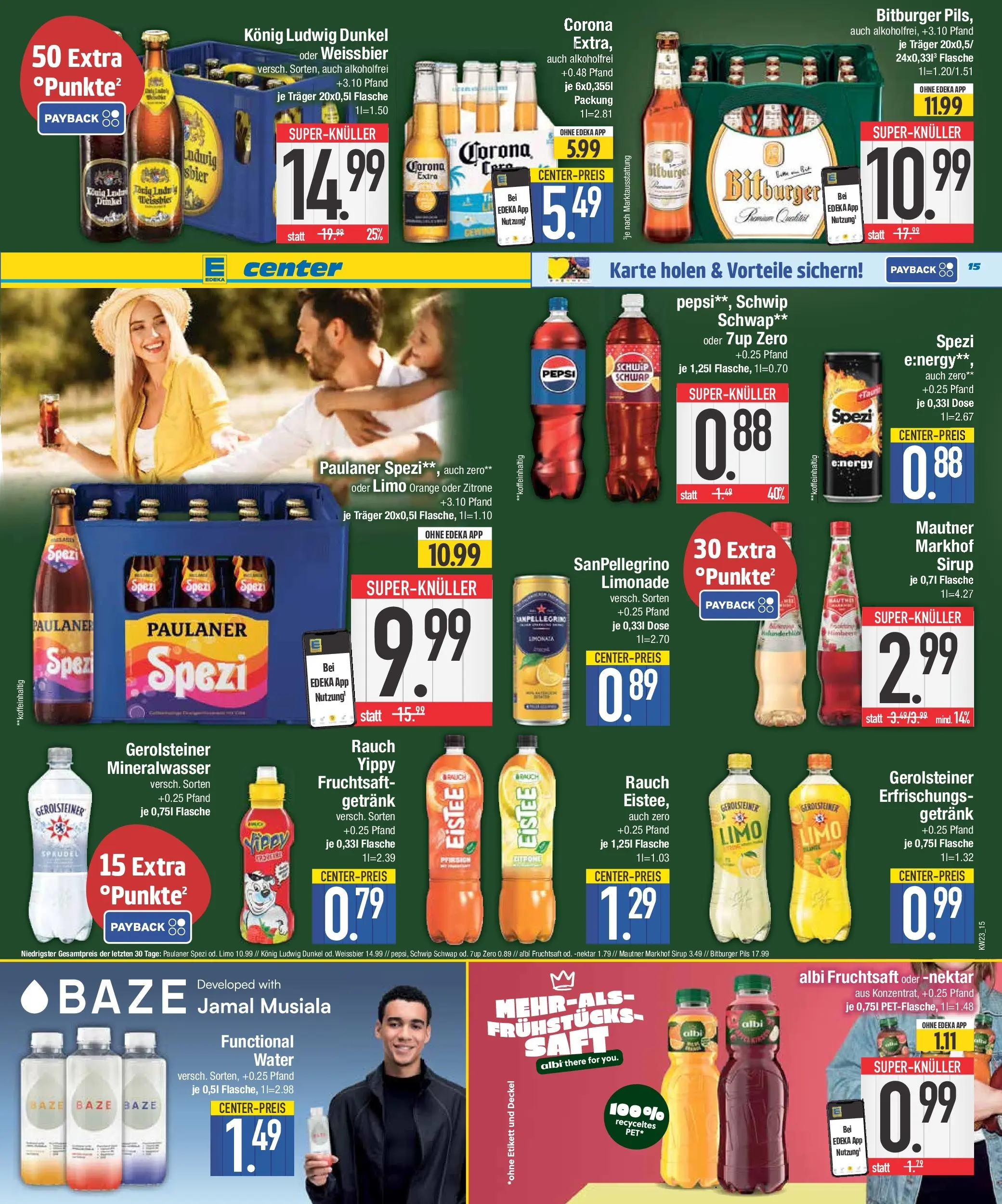 E center Prospekt Großmehring (ab 31.05.2026) zum Blättern | Seite: 15 | Produkte: Paulaner spezi, Mineralwasser, Pfirsich, Saft
