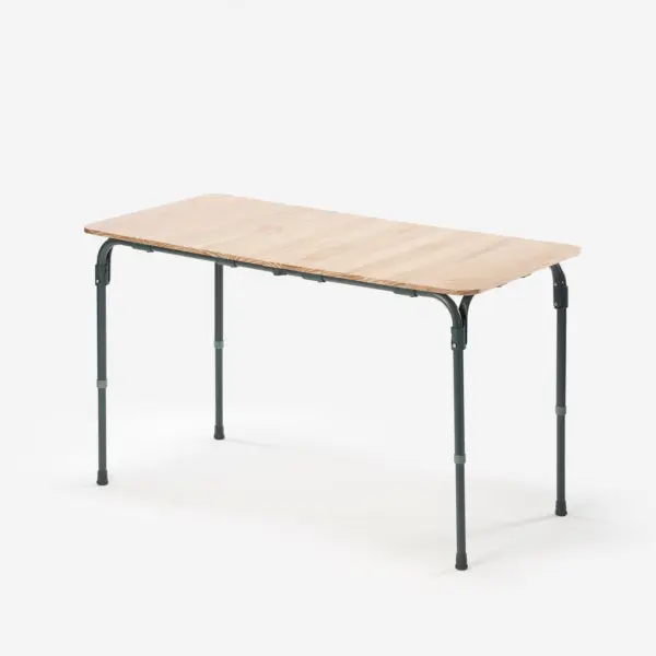 Mesa de camping plegable y ajustable, 4/6 personas, con tablero de madera