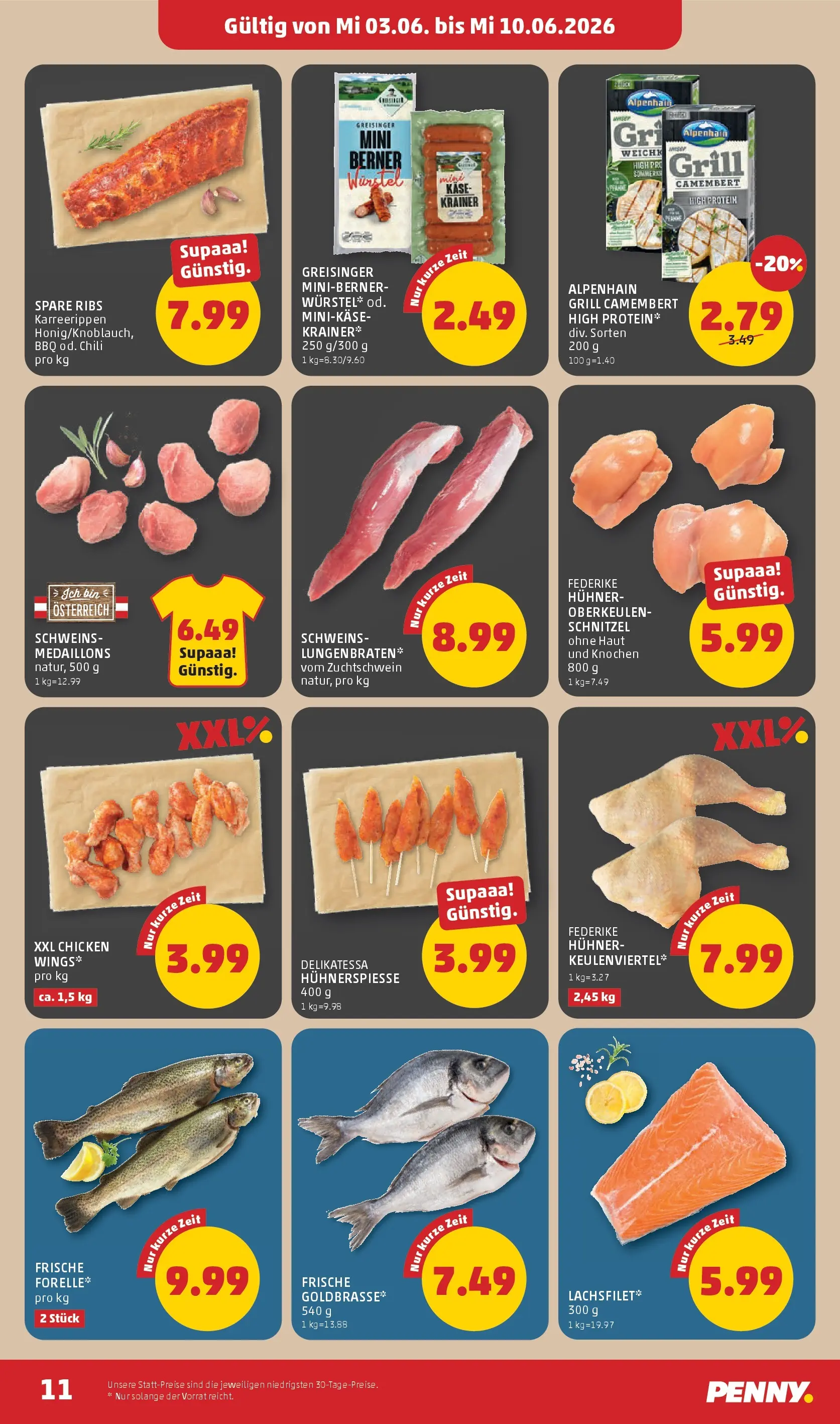 Penny Markt Die ganze Woche sparen ab (03.06.2026) - Angebote, Prospekt | Seite: 11 | Produkte: Chili, Grill, Käse