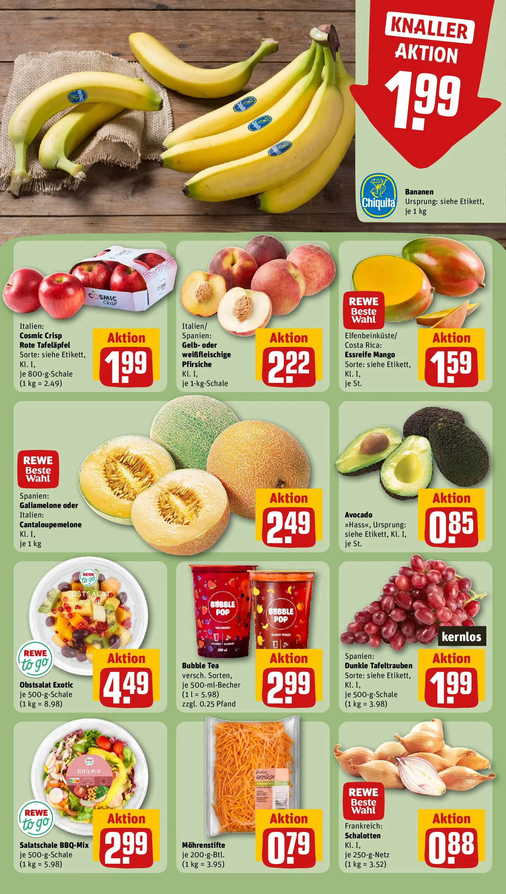 REWE Prospekt ab 31.05.2026 zum Blättern » Angebote | Seite: 4 | Produkte: Bananen, Avocado, Gemüse, Mango