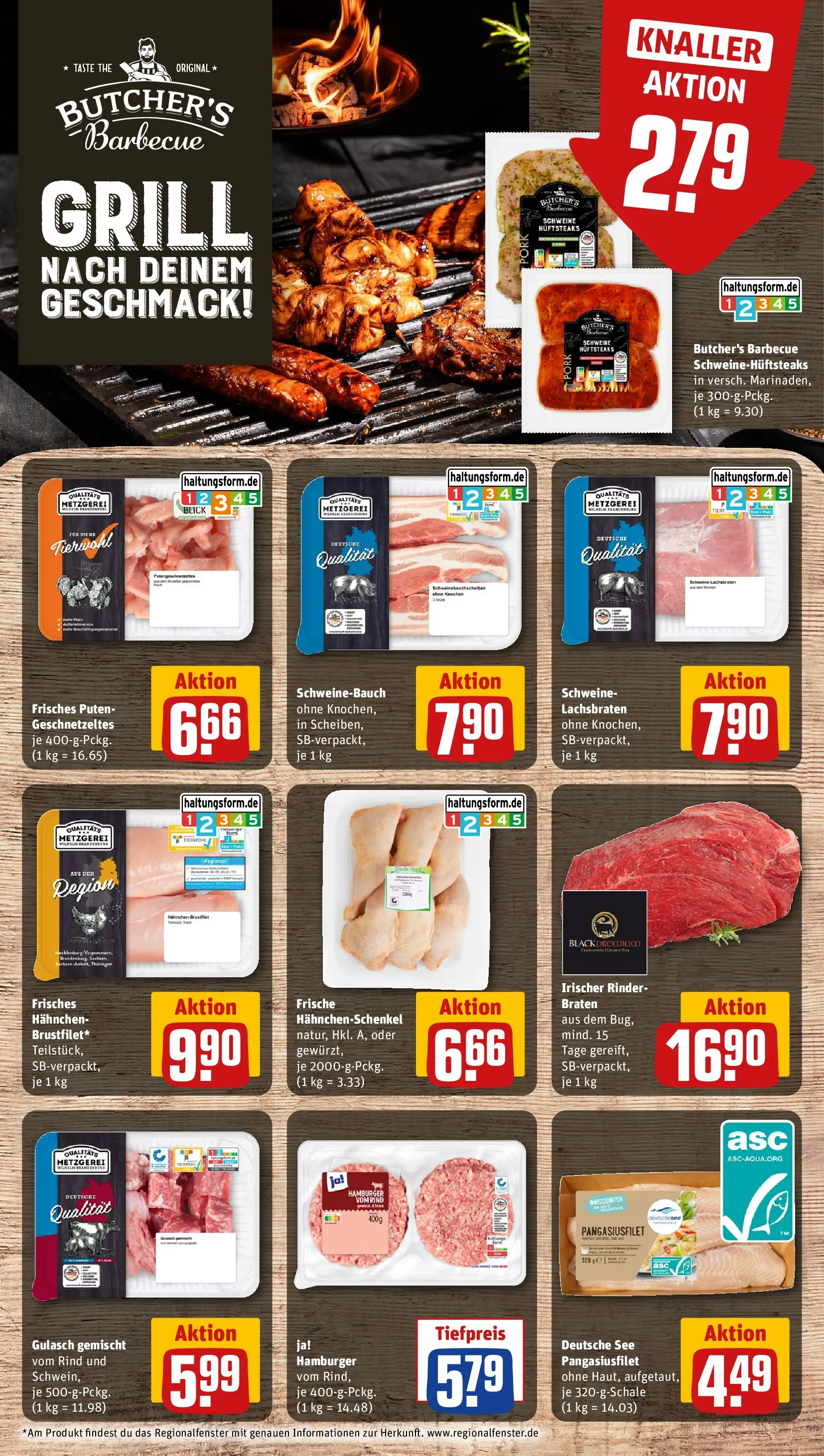 REWE Prospekt ab 31.05.2026 zum Blättern » Angebote | Seite: 6 | Produkte: Grill, Hahnchenschenkel, Burger, Gulasch