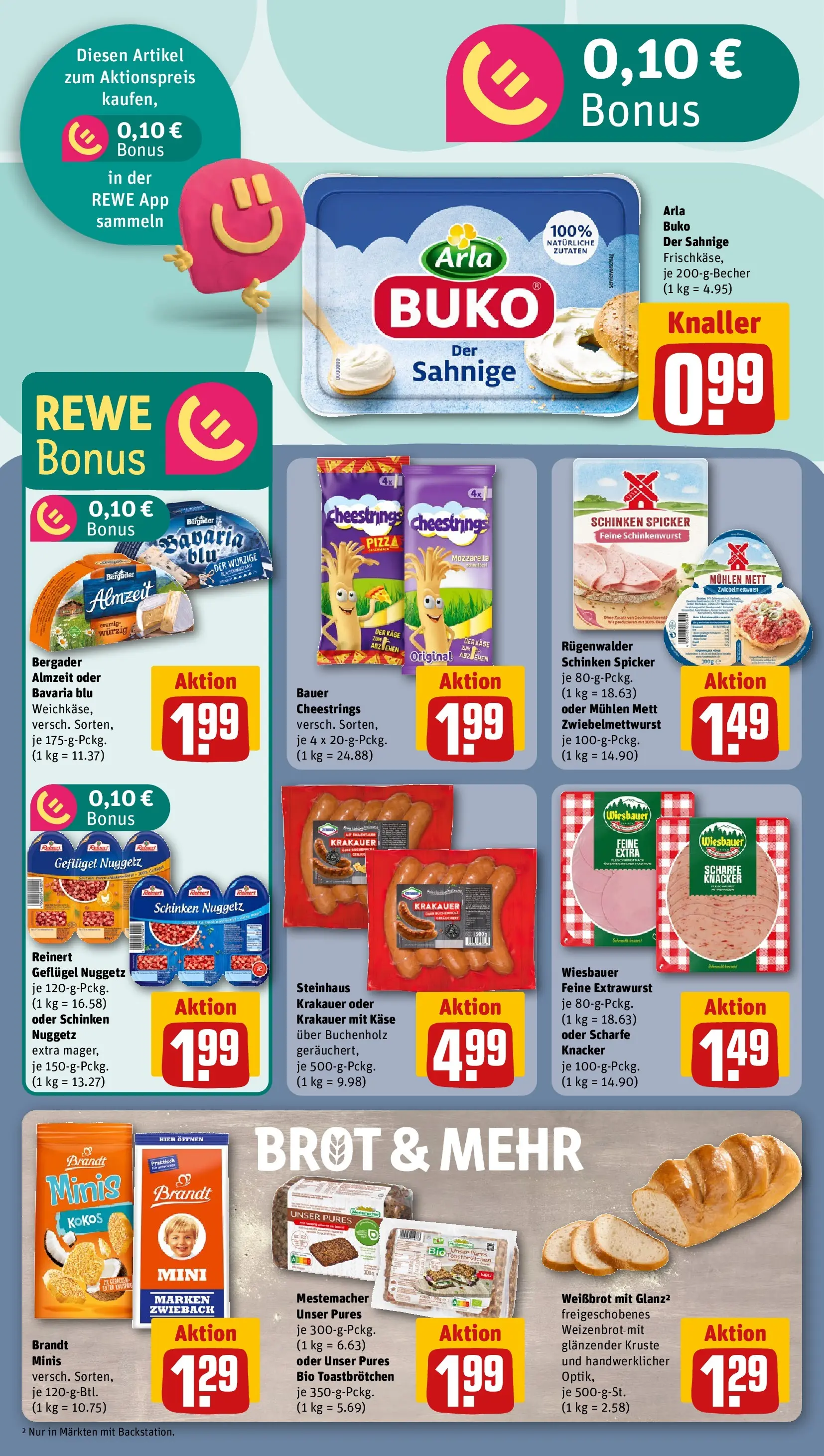 REWE Prospekt ab 31.05.2026 zum Blättern » Angebote | Seite: 18 | Produkte: Käse, Mozzarella, Arla buko, Schinken