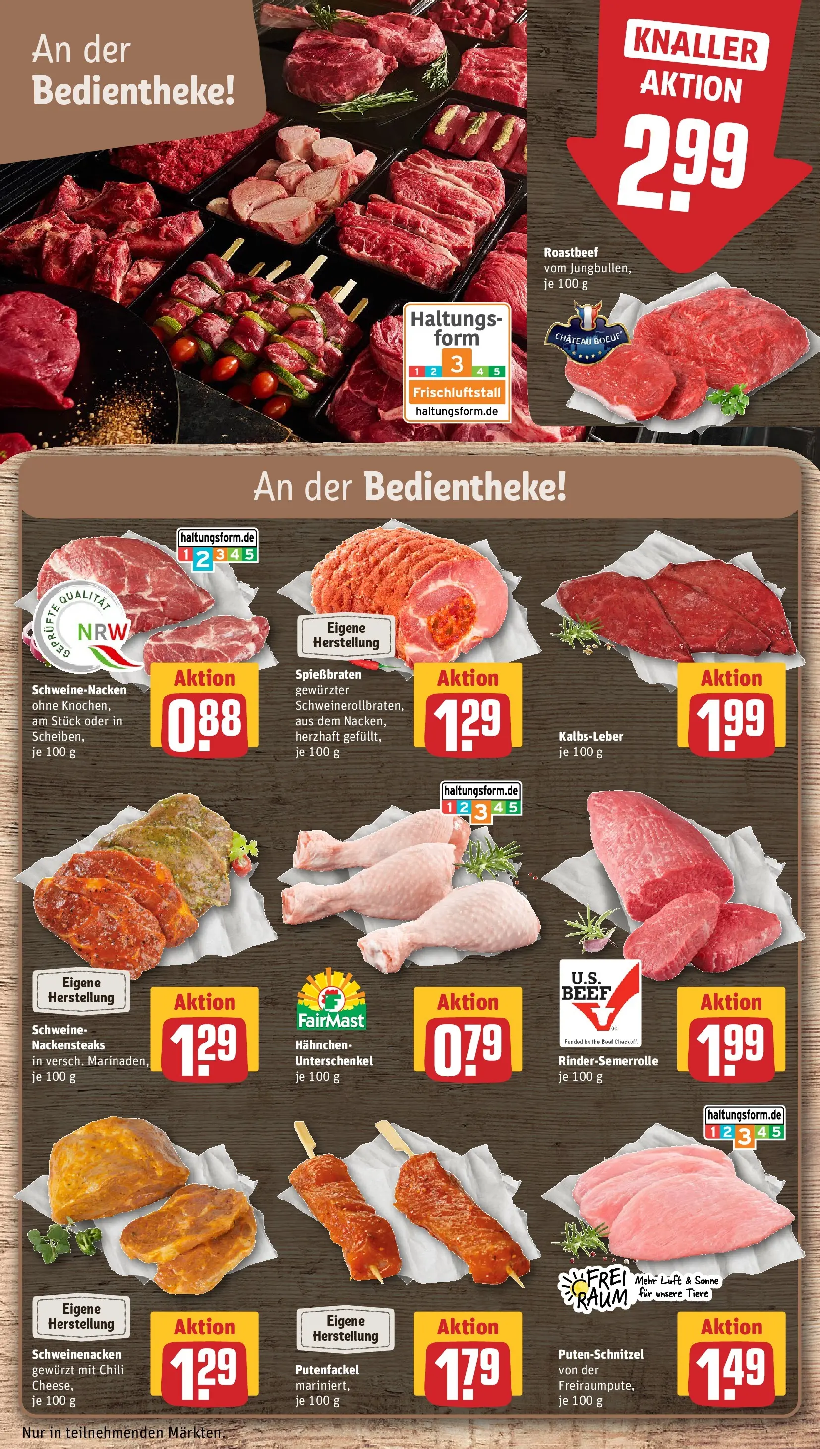 REWE Prospekt ab 31.05.2026 zum Blättern » Angebote | Seite: 8 | Produkte: Nackensteaks, Hahnchen, Roastbeef, Kalbsleber