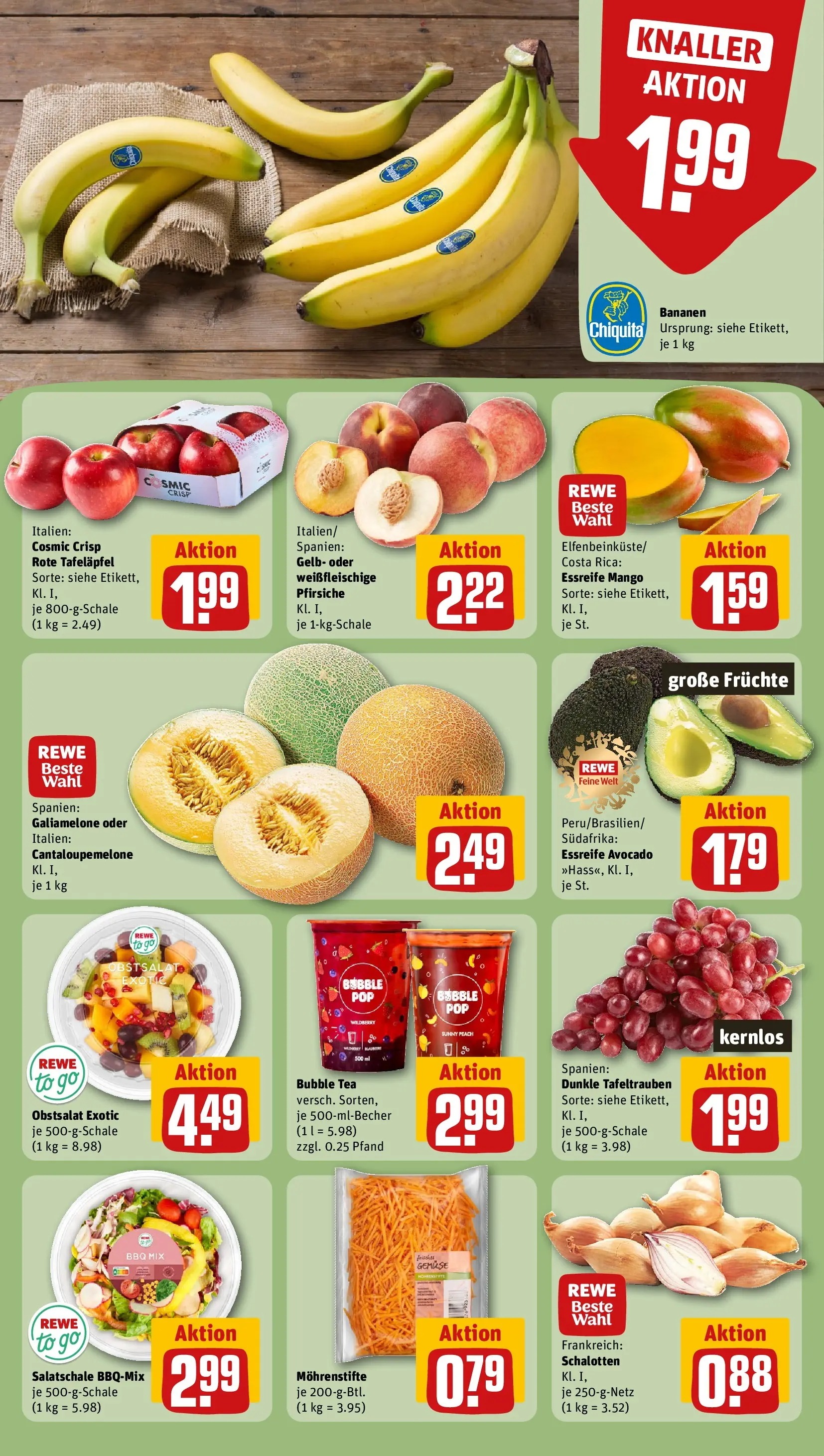 REWE Prospekt ab 31.05.2026 zum Blättern » Angebote | Seite: 4 | Produkte: Bananen, Avocado, Gemüse, Mango