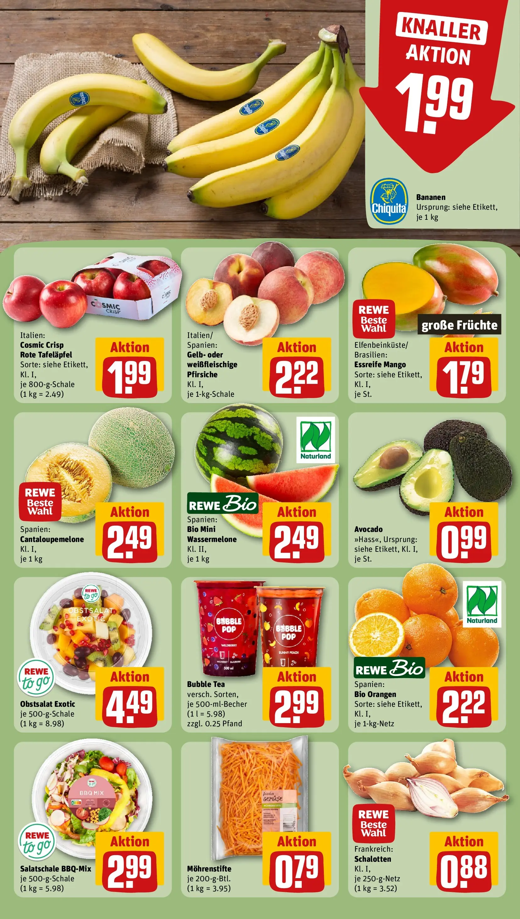 REWE Prospekt ab 31.05.2026 zum Blättern » Angebote | Seite: 4 | Produkte: Bananen, Gemüse, Mango, Wassermelone