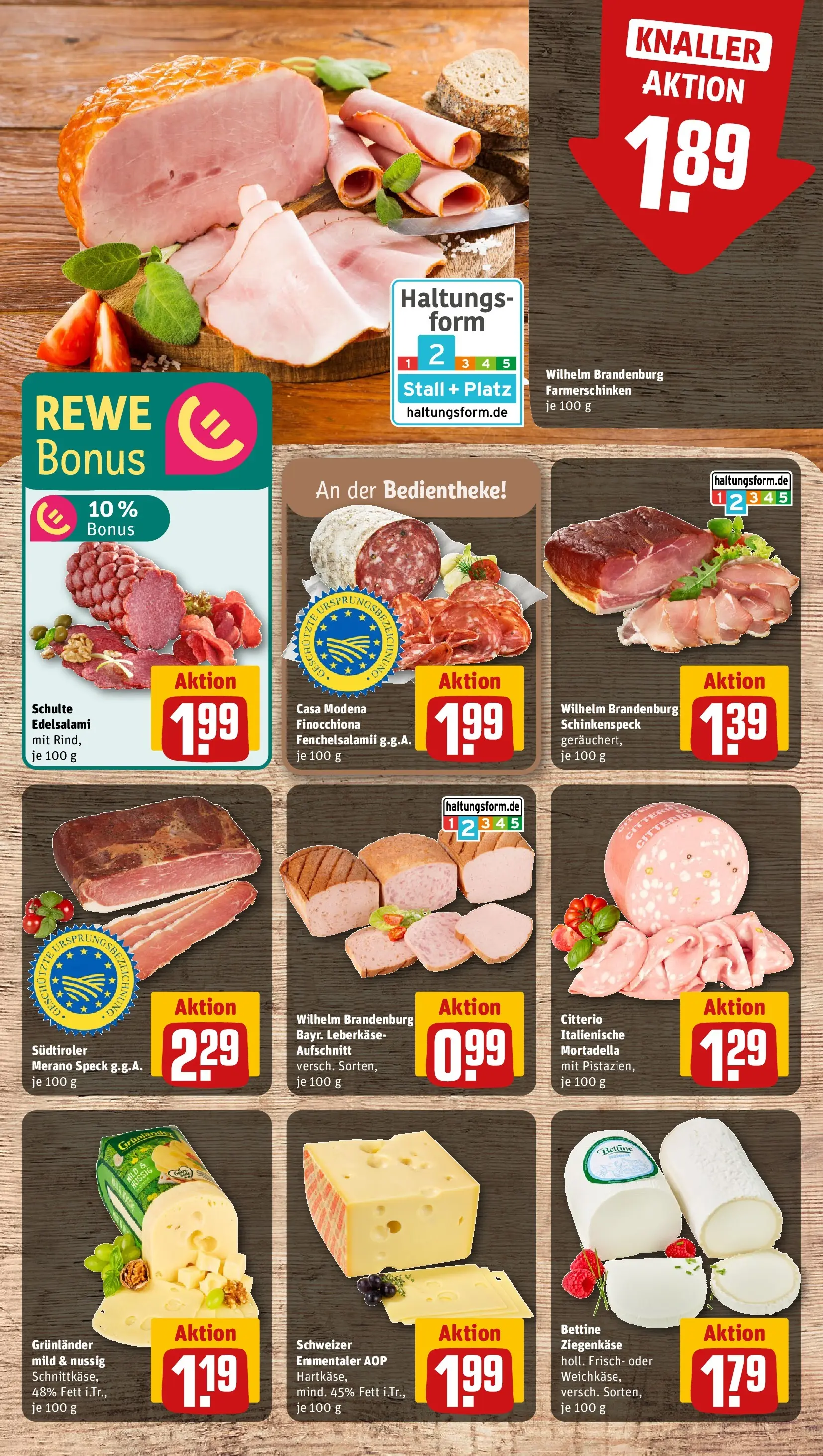 REWE Prospekt ab 31.05.2026 zum Blättern » Angebote | Seite: 9 | Produkte: Ziegenkäse, Grunlander, Salami, Leberkase