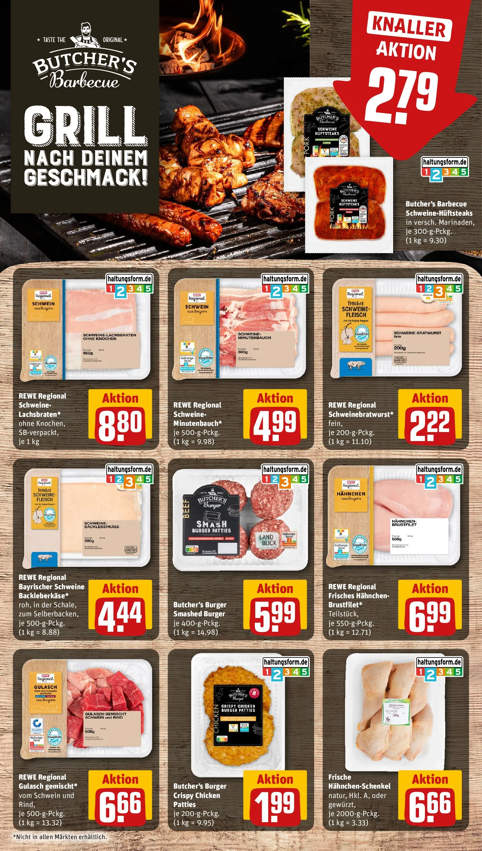 REWE Prospekt ab 31.05.2026 zum Blättern » Angebote | Seite: 6 | Produkte: Hahnchenschenkel, Burger, Gulasch, Fleisch