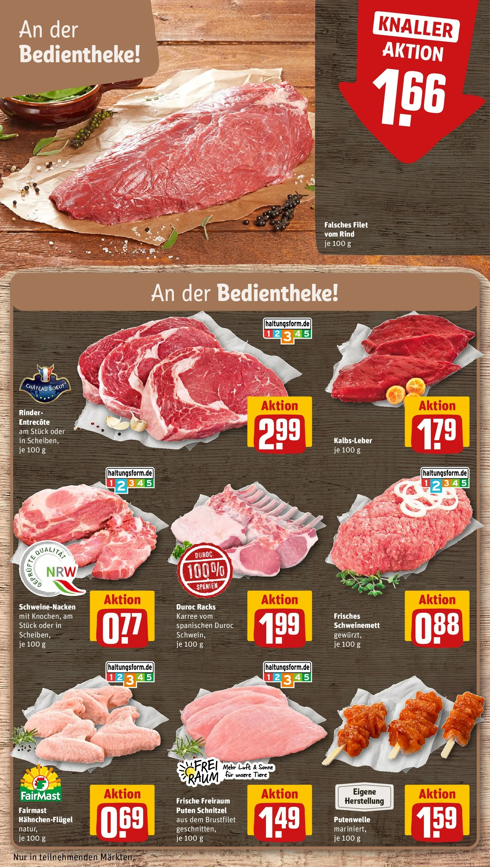REWE Prospekt ab 01.06.2026 zum Blättern » Angebote | Seite: 8 | Produkte: Schweinenacken, Entrecote, Schnitzel, Kalbsleber