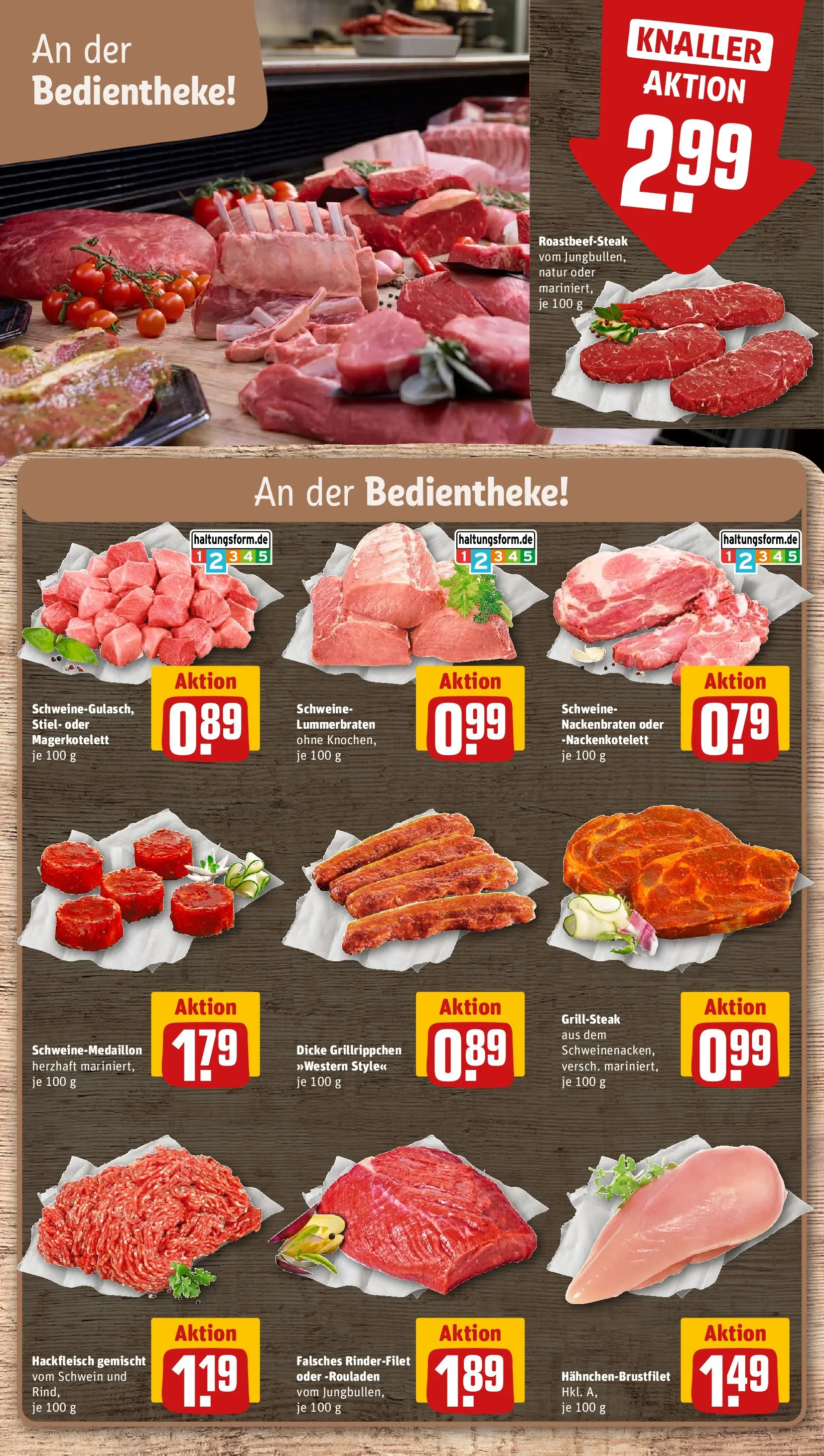 REWE Prospekt ab 01.06.2026 zum Blättern » Angebote | Seite: 6 | Produkte: Rinderfilet, Schweinenacken, Steak, Hackfleisch