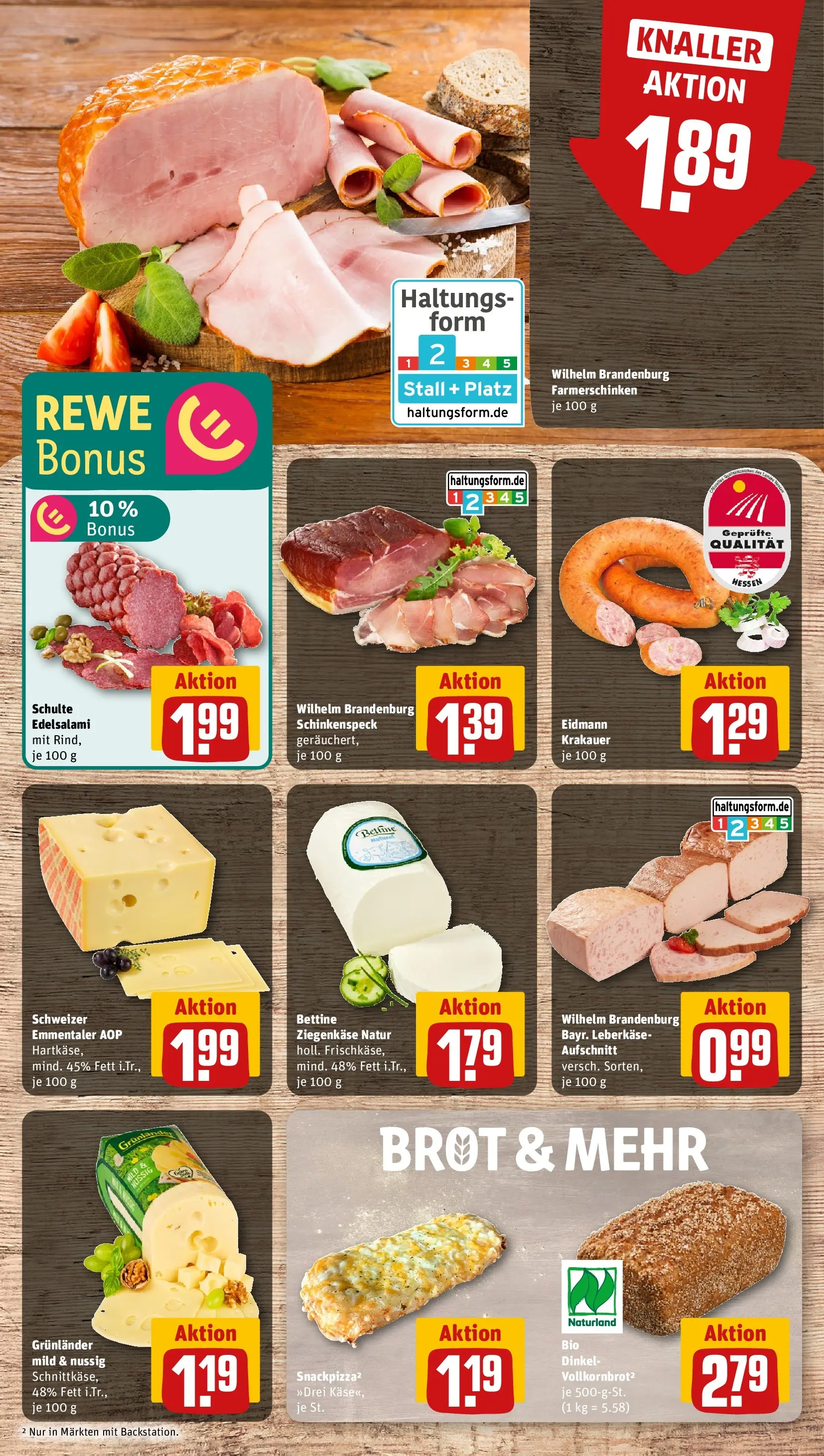 REWE Prospekt ab 01.06.2026 zum Blättern » Angebote | Seite: 7 | Produkte: Ziegenkäse, Salami, Pizza, Leberkase