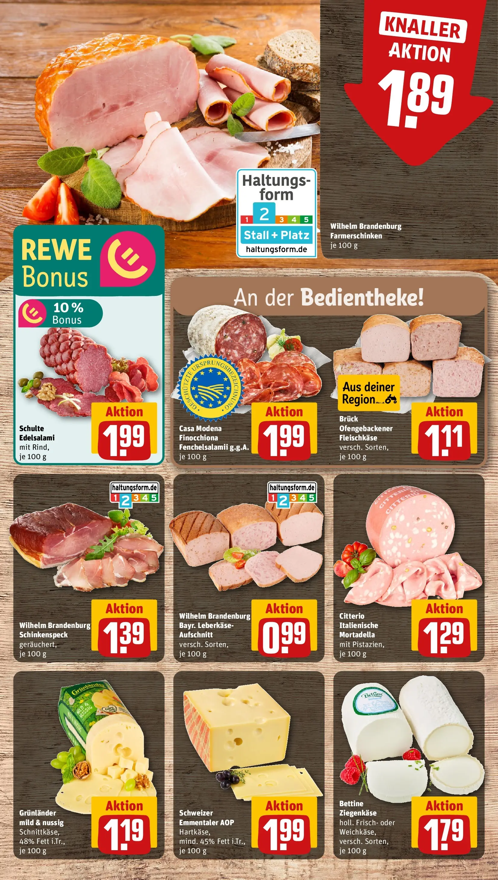 REWE Prospekt ab 31.05.2026 zum Blättern » Angebote | Seite: 9 | Produkte: Ziegenkäse, Grunlander, Salami, Leberkase