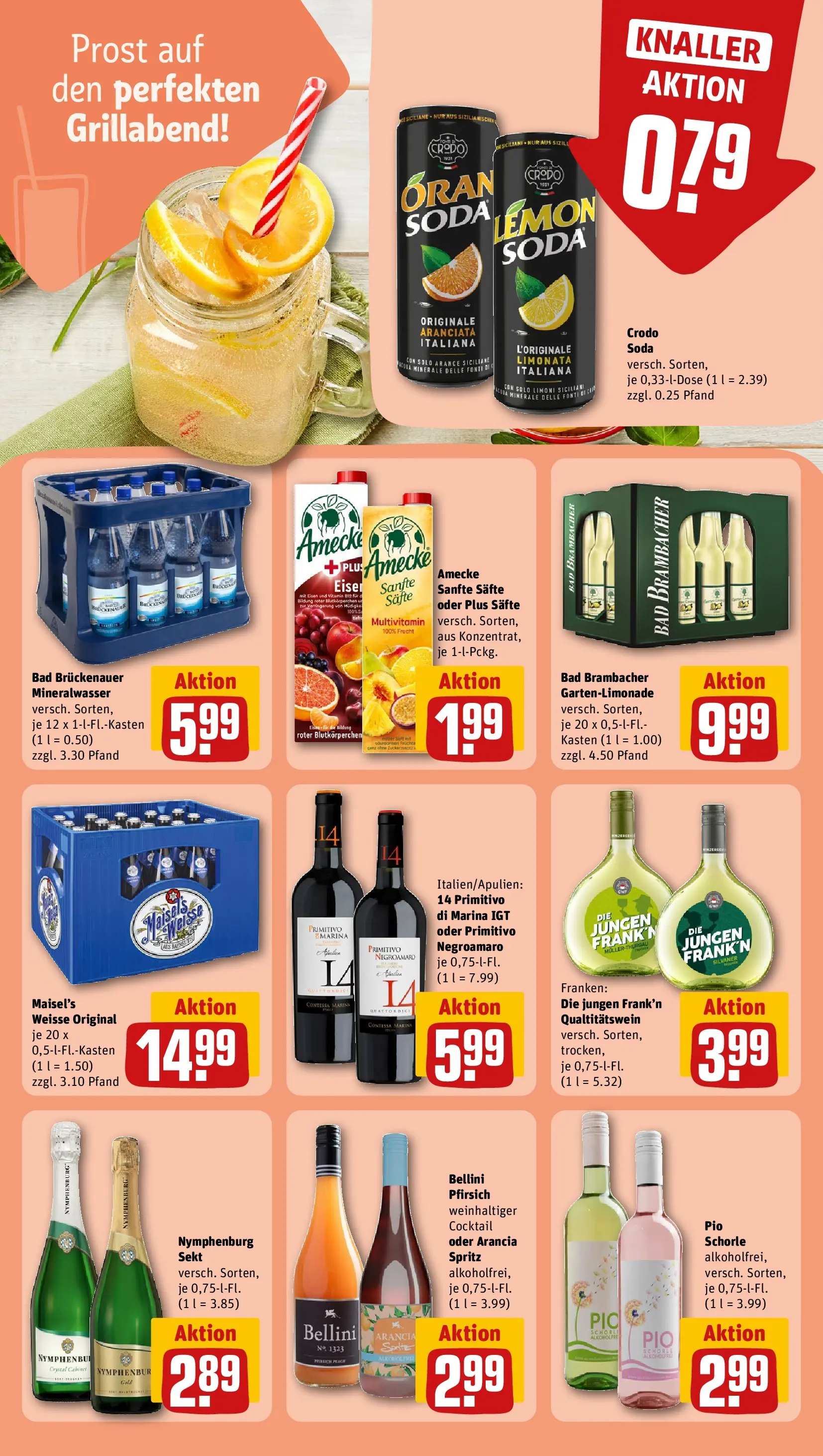 REWE Prospekt ab 01.06.2026 zum Blättern » Angebote | Seite: 23 | Produkte: Sekt, Bad, Mineralwasser, Pfirsich