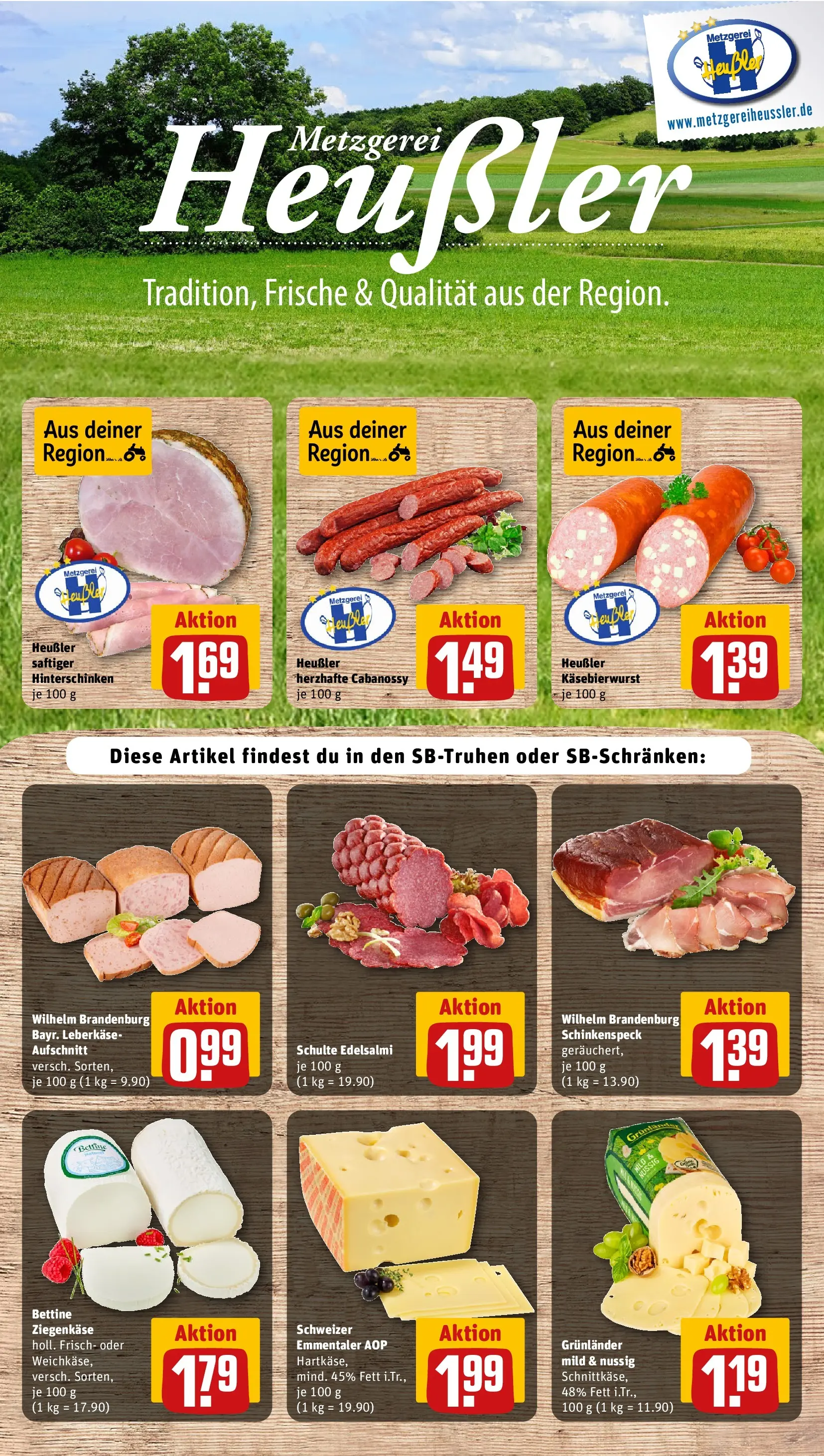 REWE Prospekt ab 01.06.2026 zum Blättern » Angebote | Seite: 9 | Produkte: Ziegenkäse, Grunlander, Salami, Leberkase