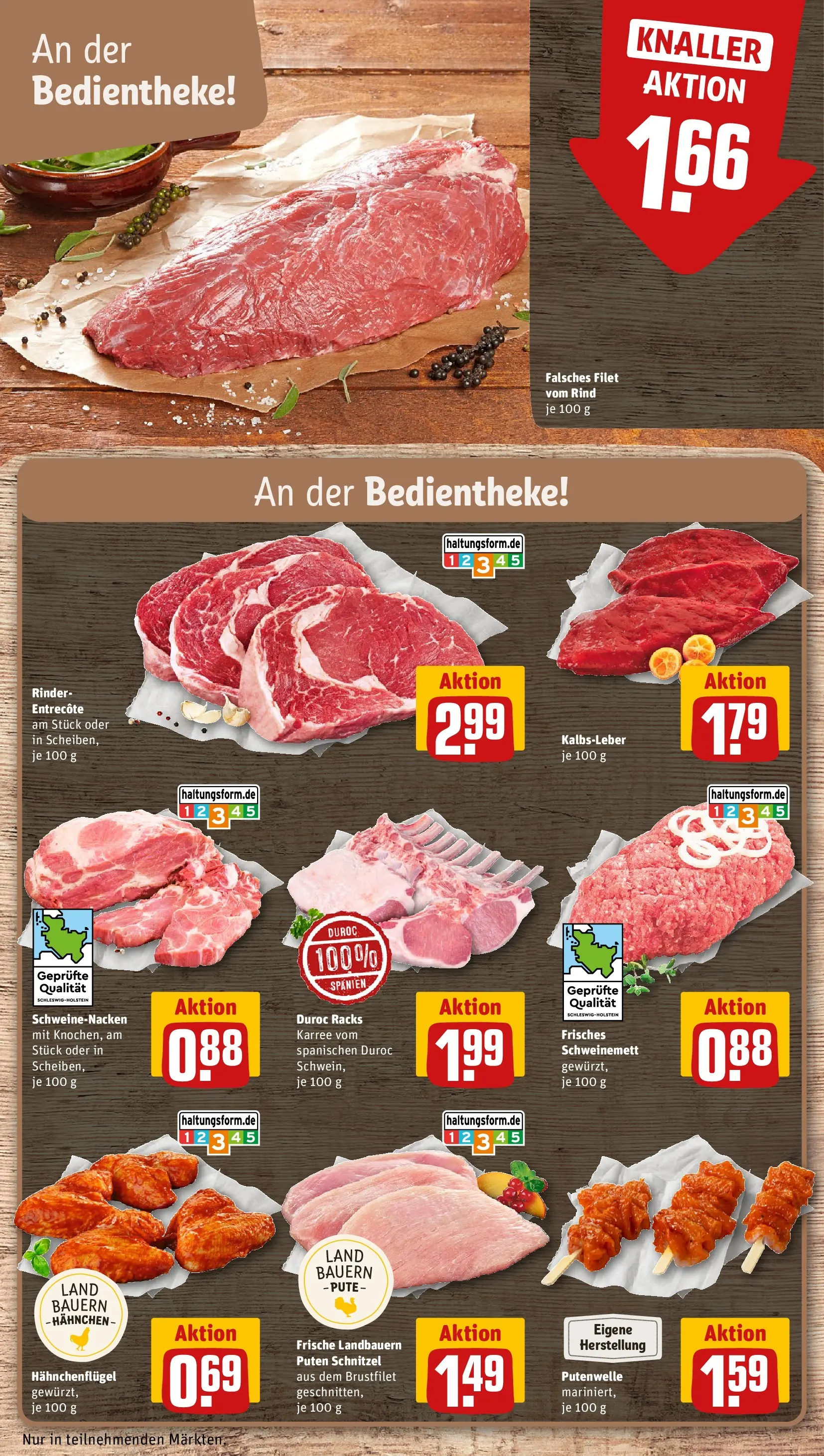 REWE Prospekt ab 01.06.2026 zum Blättern » Angebote | Seite: 8 | Produkte: Pute, Hahnchen, Entrecote, Kalbsleber