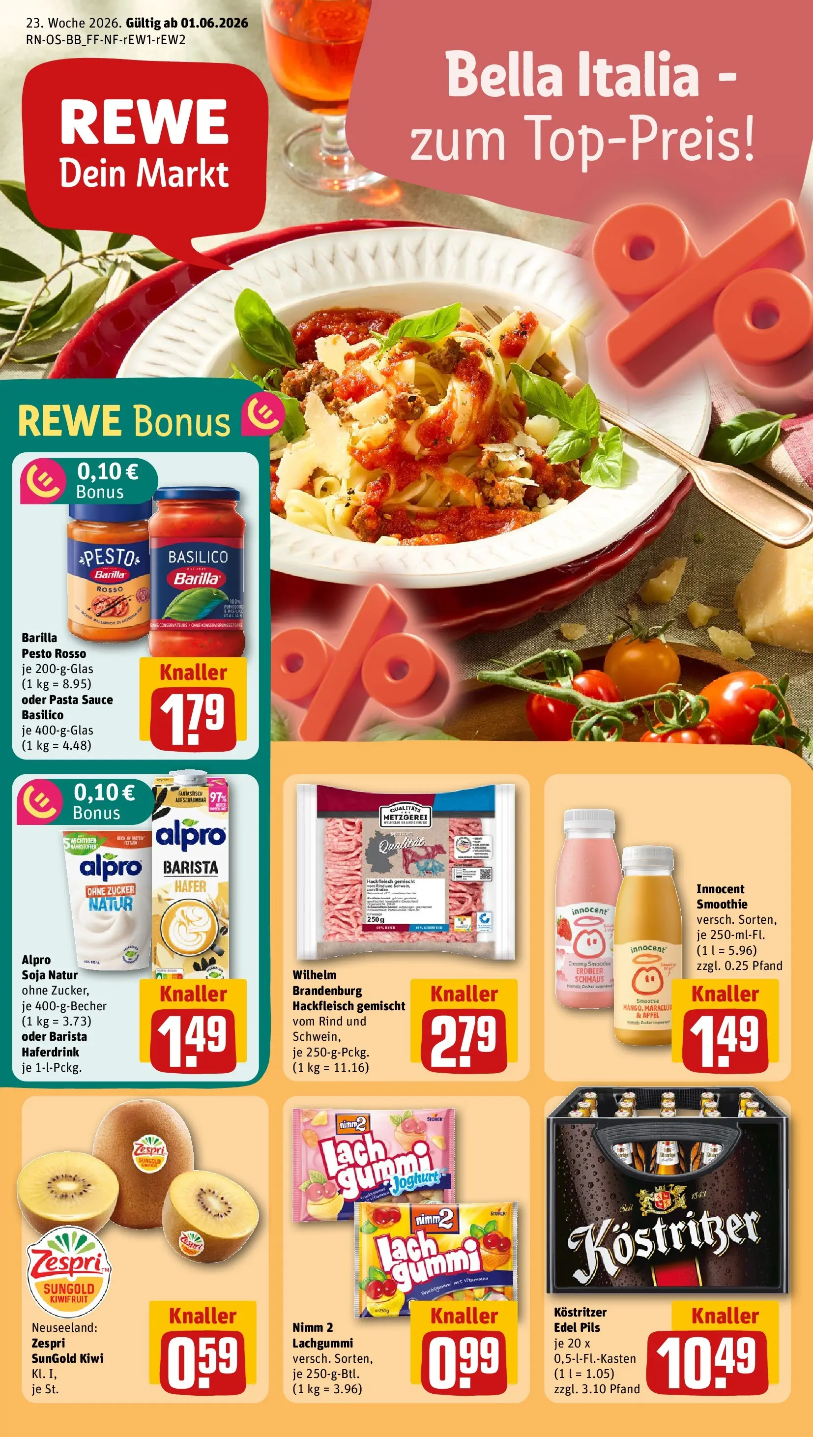 REWE Prospekt ab 31.05.2026 zum Blättern » Angebote | Seite: 1 | Produkte: Kostritzer, Pils, Äpfel, Haferdrink
