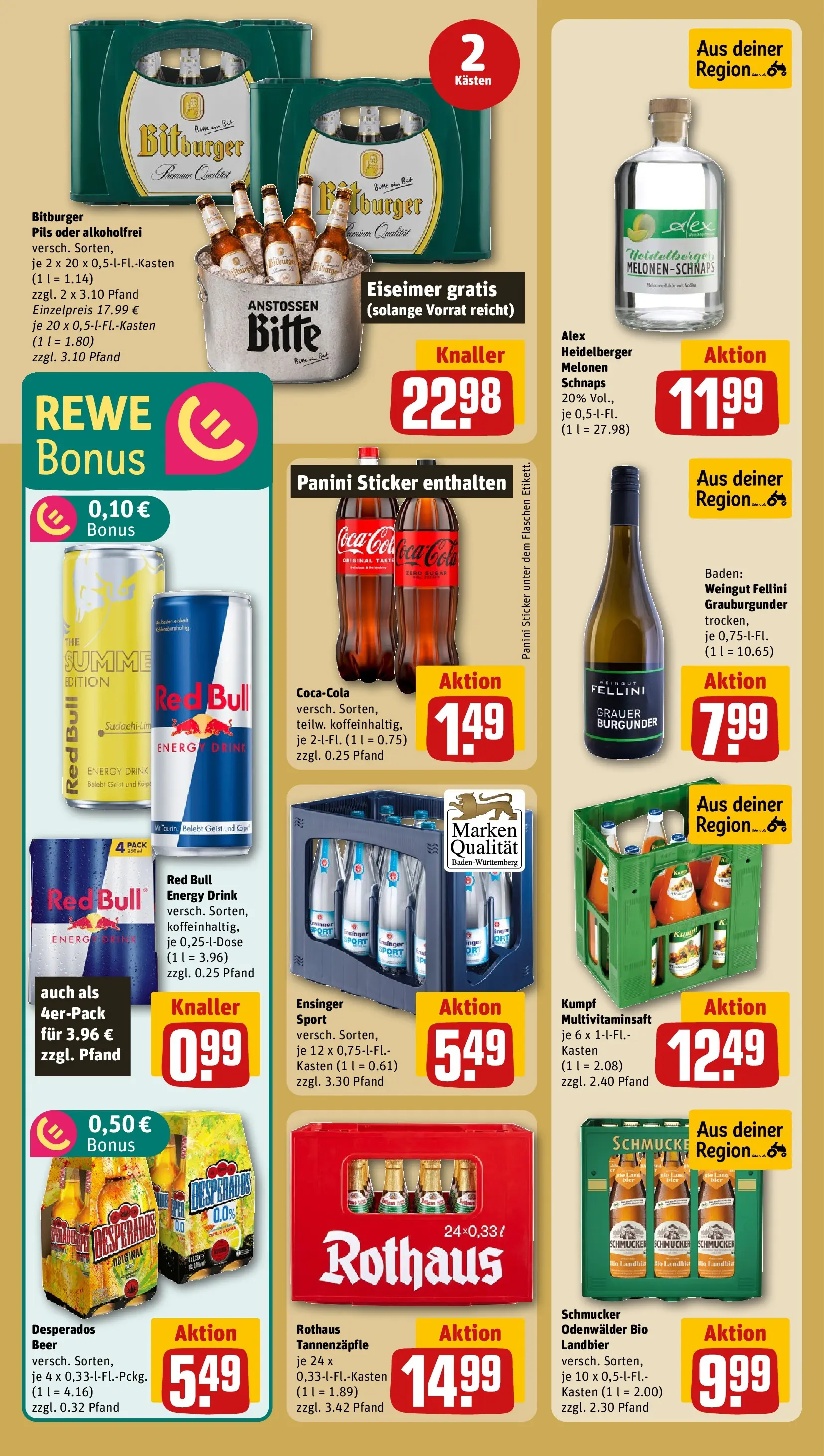 REWE Prospekt ab 01.06.2026 zum Blättern » Angebote | Seite: 22 | Produkte: Red bull, Energy, Schnaps, Desperados