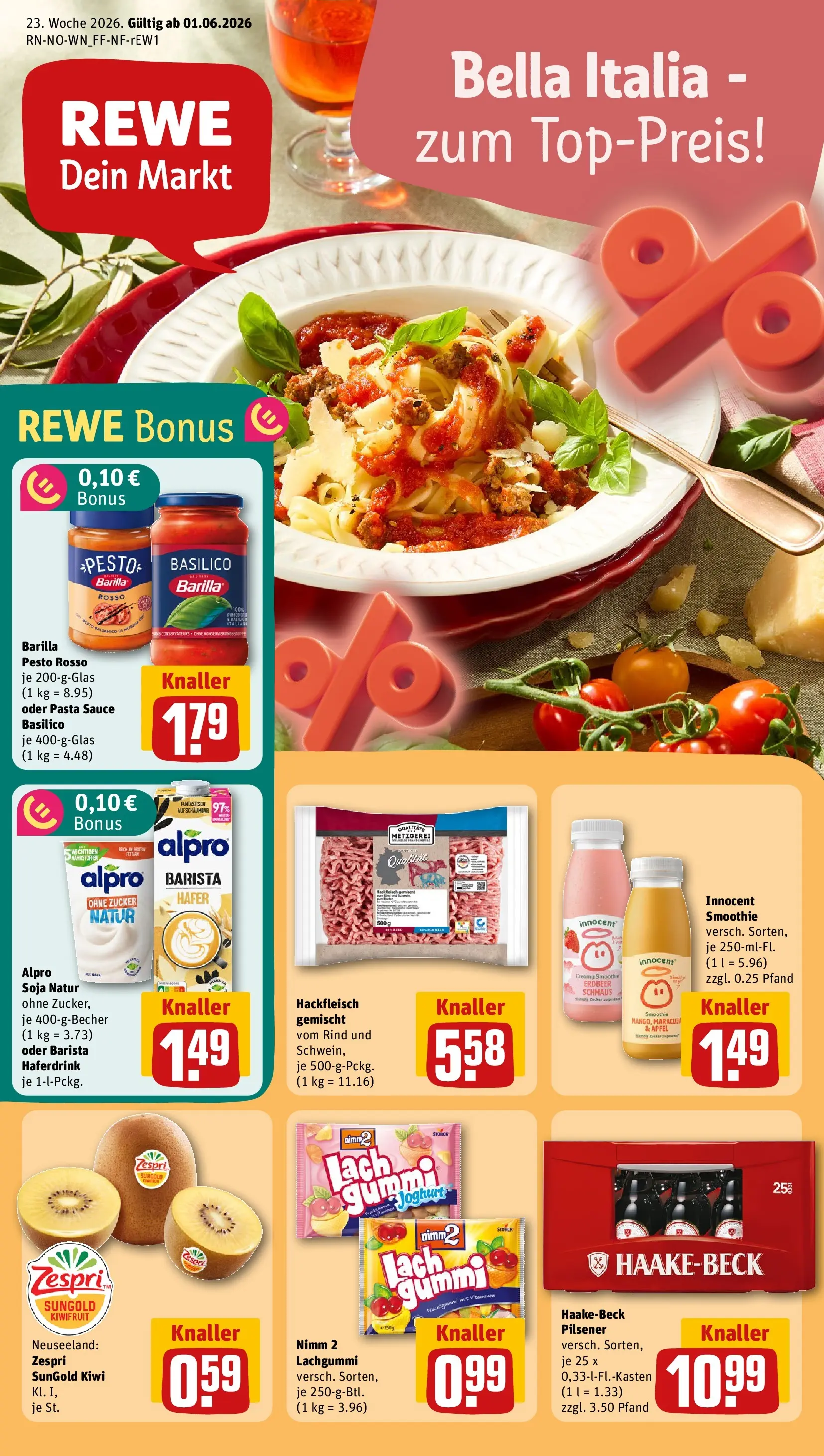 REWE Prospekt ab 01.06.2026 zum Blättern » Angebote | Seite: 3 | Produkte: Barilla, Haferdrink, Zucker, Hackfleisch