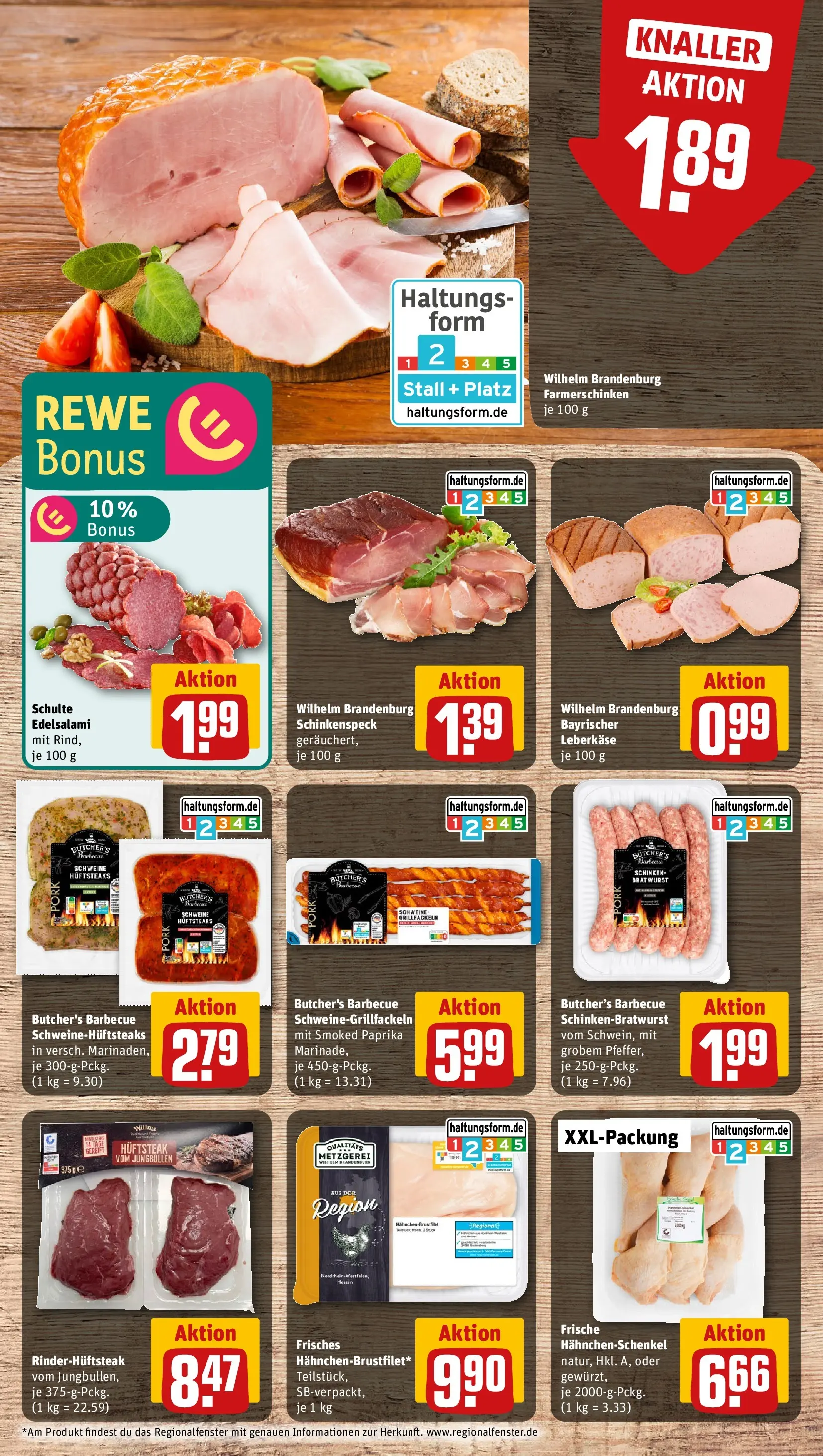 REWE Prospekt ab 01.06.2026 zum Blättern » Angebote | Seite: 6 | Produkte: Hahnchenschenkel, Bratwurst, Steak, Leberkase
